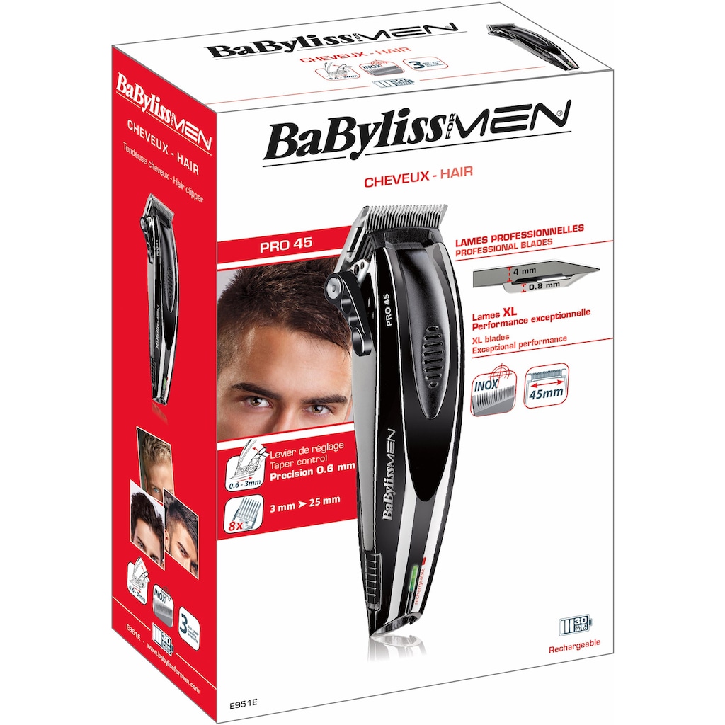 BaByliss Haar- und Bartschneider »Pro 45 E951E«, 8 Aufsätze, mit professionellem Hochleistungsmotor