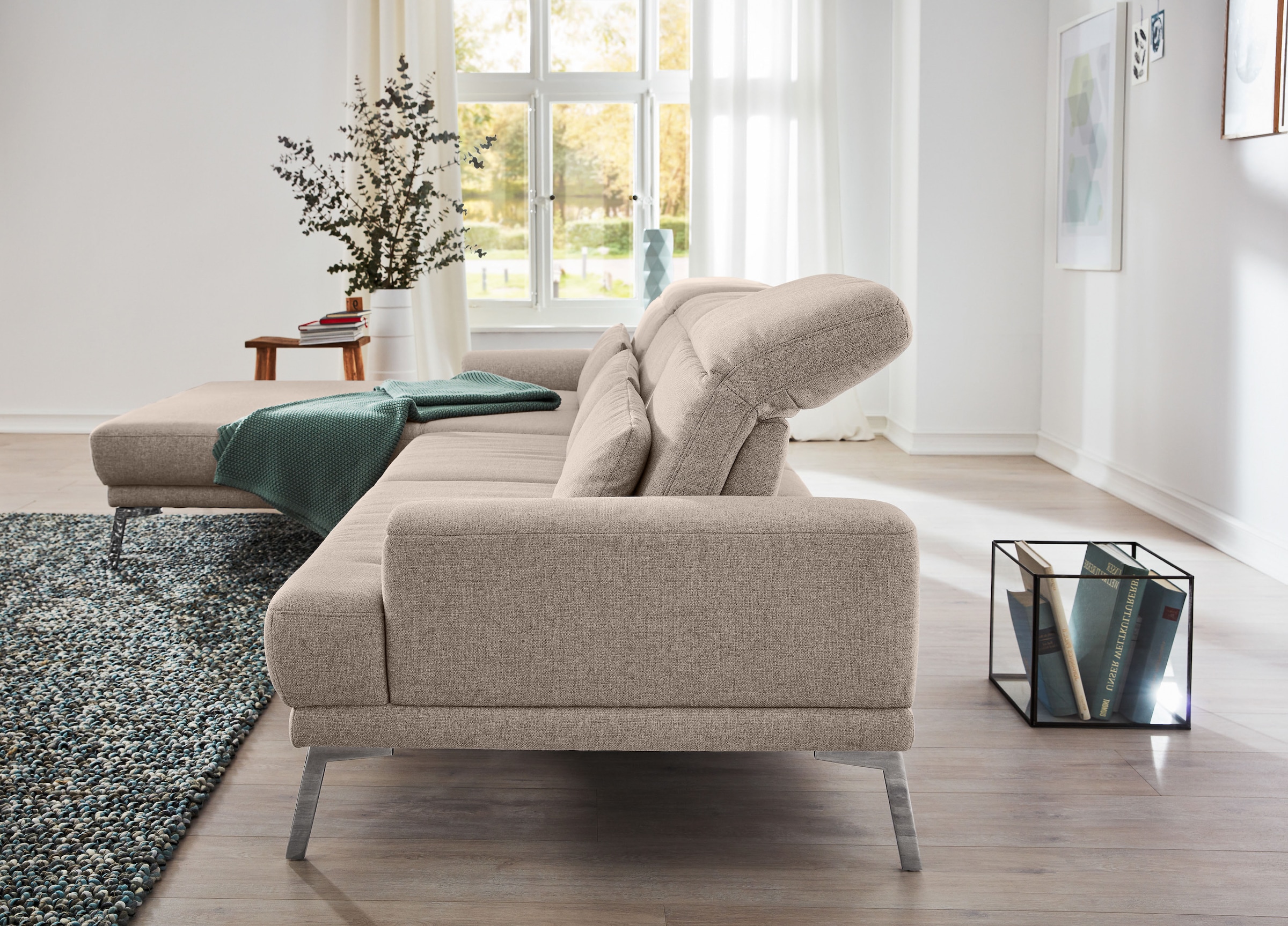 Musterring Ecksofa »MR 4580«, mit Kopf- und Sitztiefenverstellung, Metallfuß chrom, 288 x 193/220cm