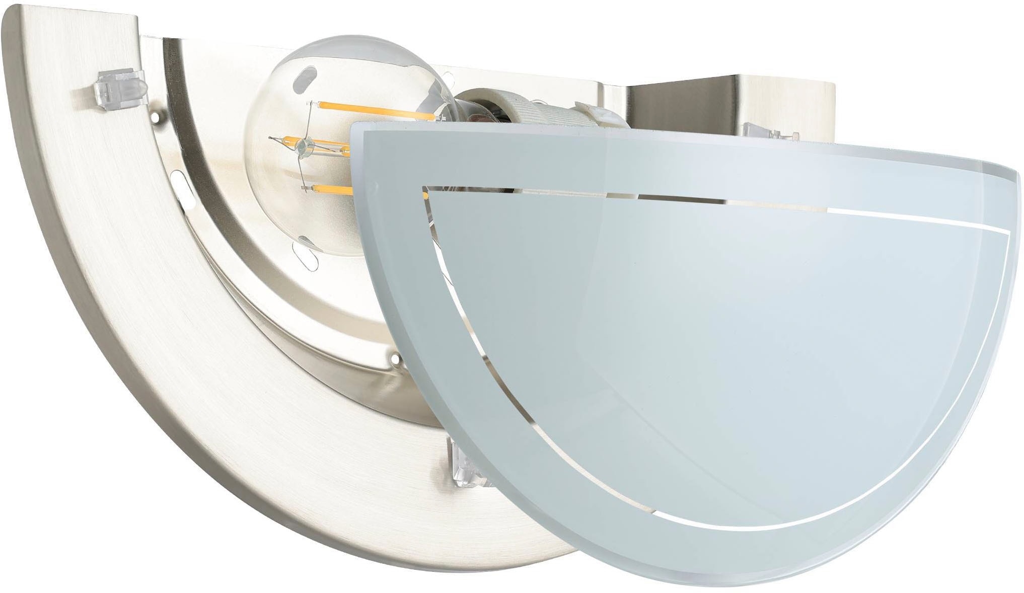 EGLO LED Wandleuchte »PLANET 1 Wandlampe, Flurlampe halbrund, Silber und Weiß« E27 1 Stk. Wandleuchte, Wohnzimmerlampe in Silber und Weiß, Lampe mit E27 Fassung