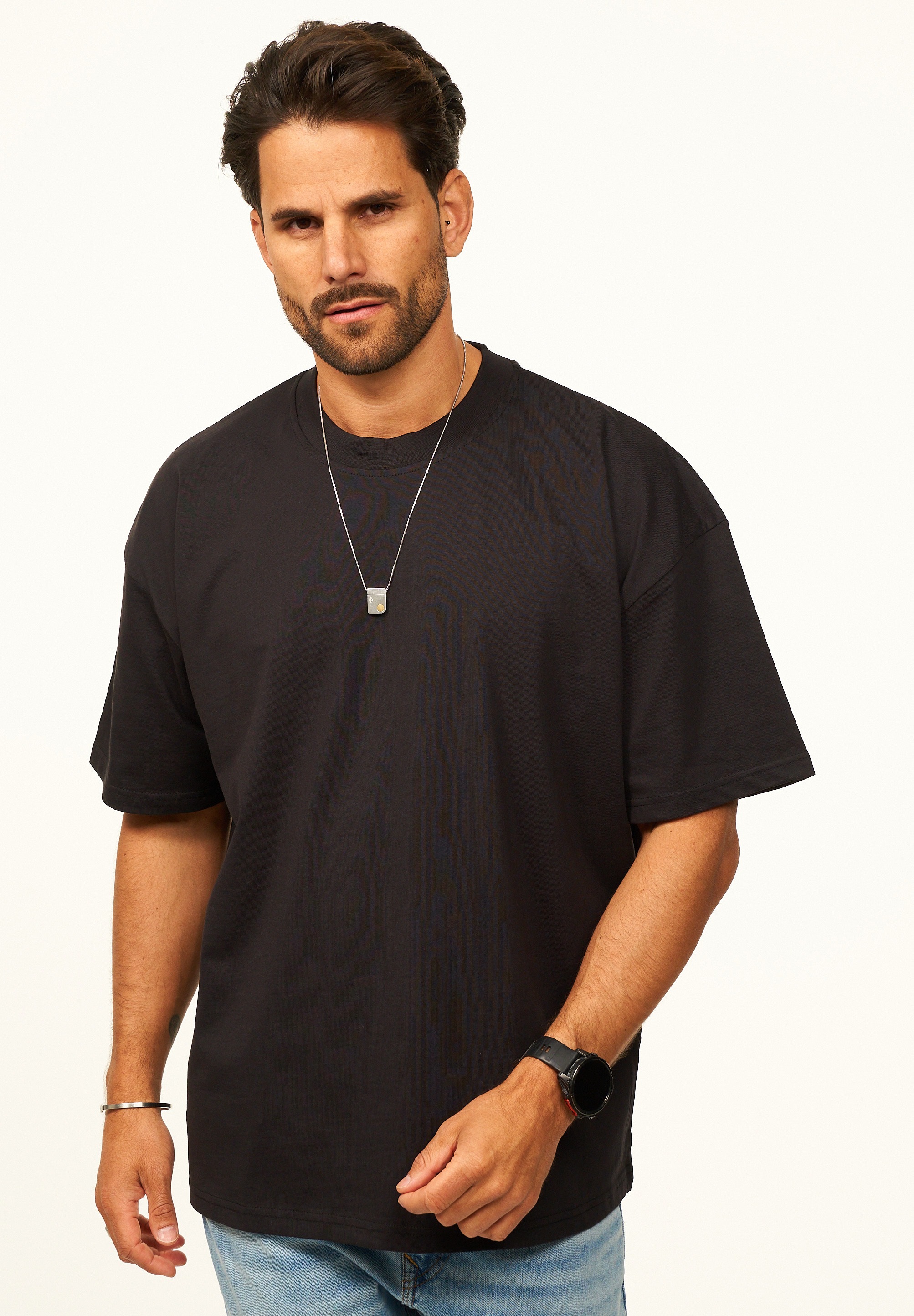 Daily Cotton T-Shirt »Kurzarm Oversize aus 100% Baumwolle mit Rundhalsausschnitt Crew Neck für Herren« Basic Oberteil Crew-Neck kurzärmlig aus 100% Baumwolle für Männer