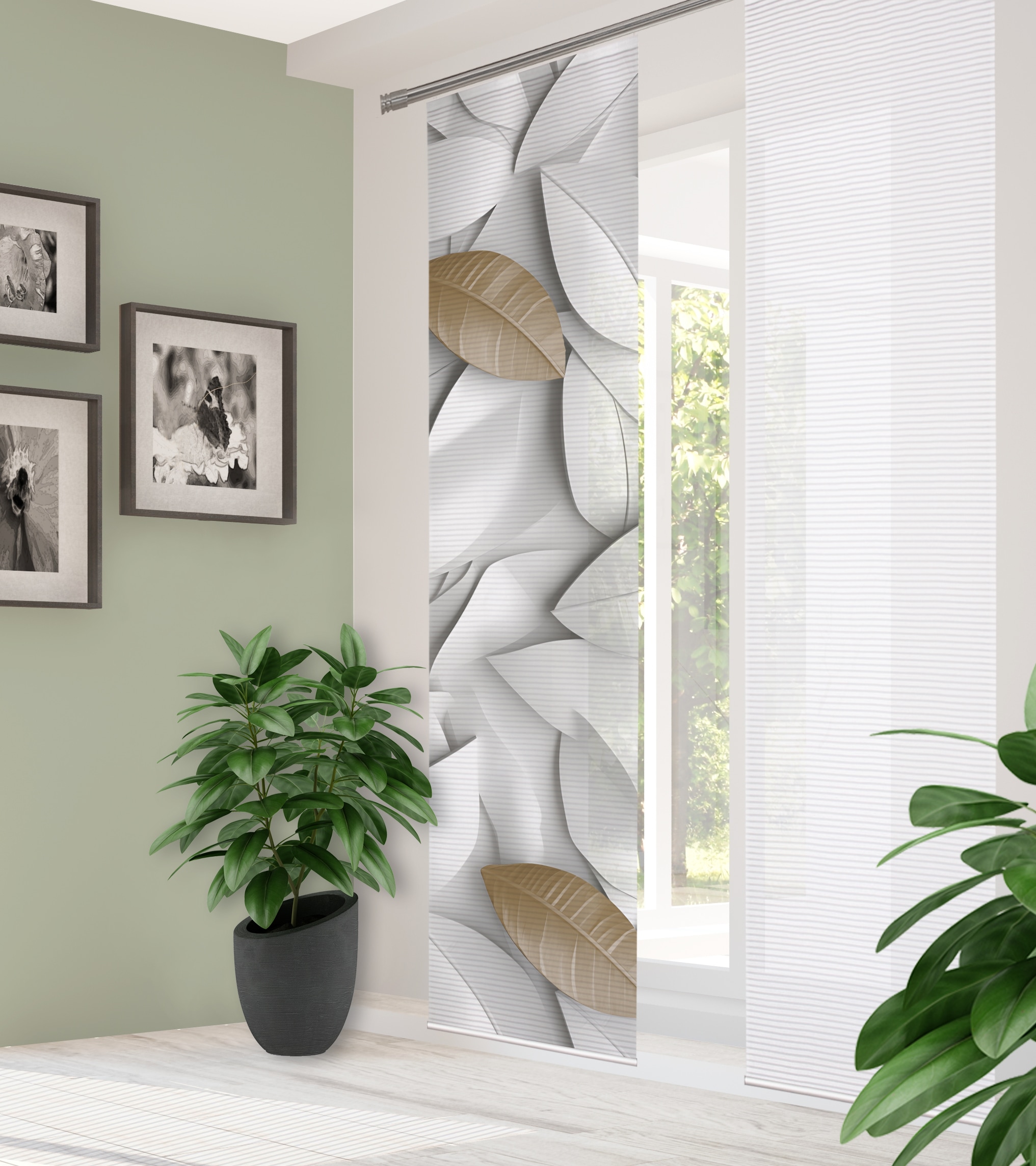 HOME in green Schiebegardine »LISON« Paneelwagen 1 Stk. tlg. DIGITALBEDRUCKT, BAMBUSOPTIK RECYCELT