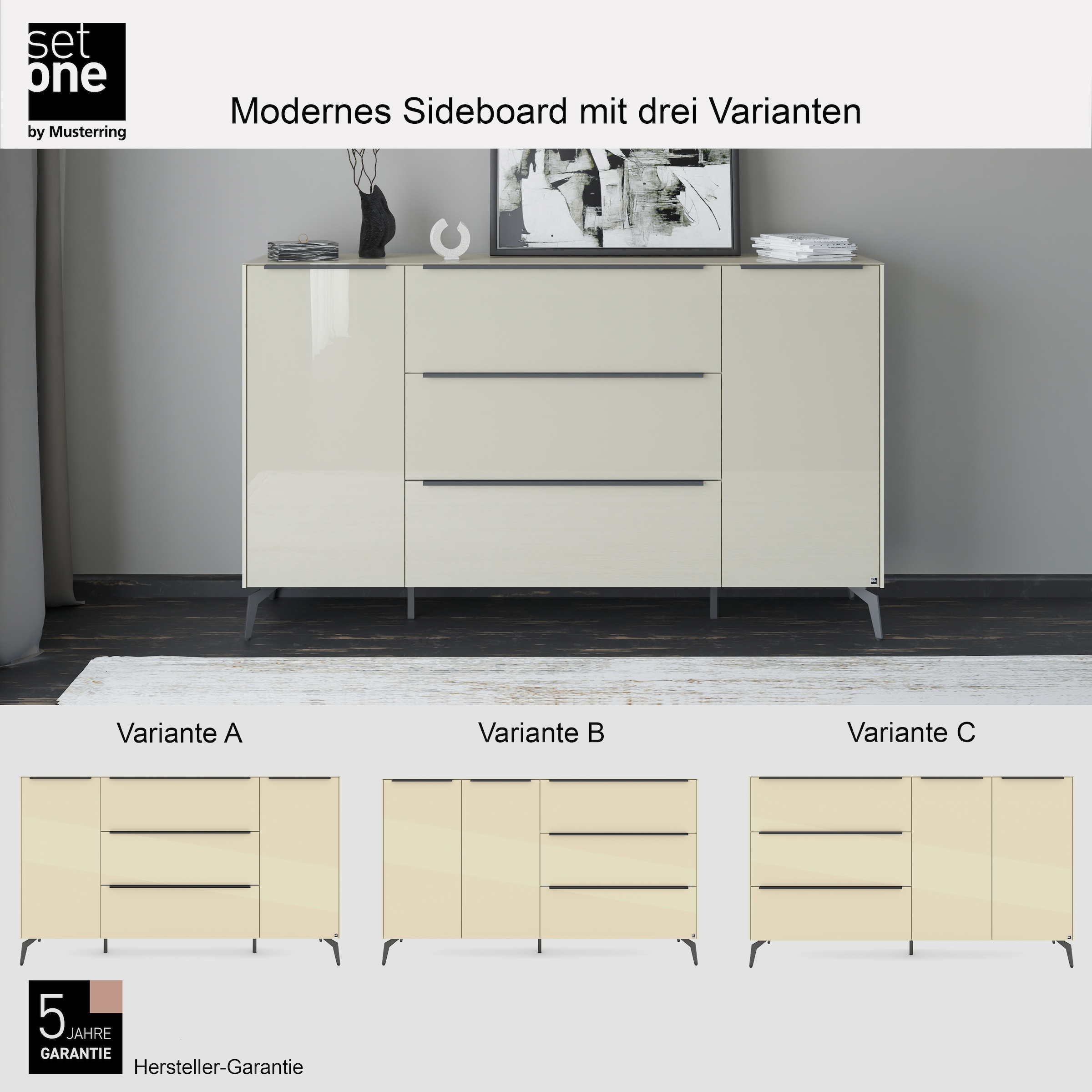 set one by Musterring Sideboard »Reno« 1 Stk. tlg. Mit Winkelfuß in diversen Farben, 109 cm Höhe & Farbauswahl