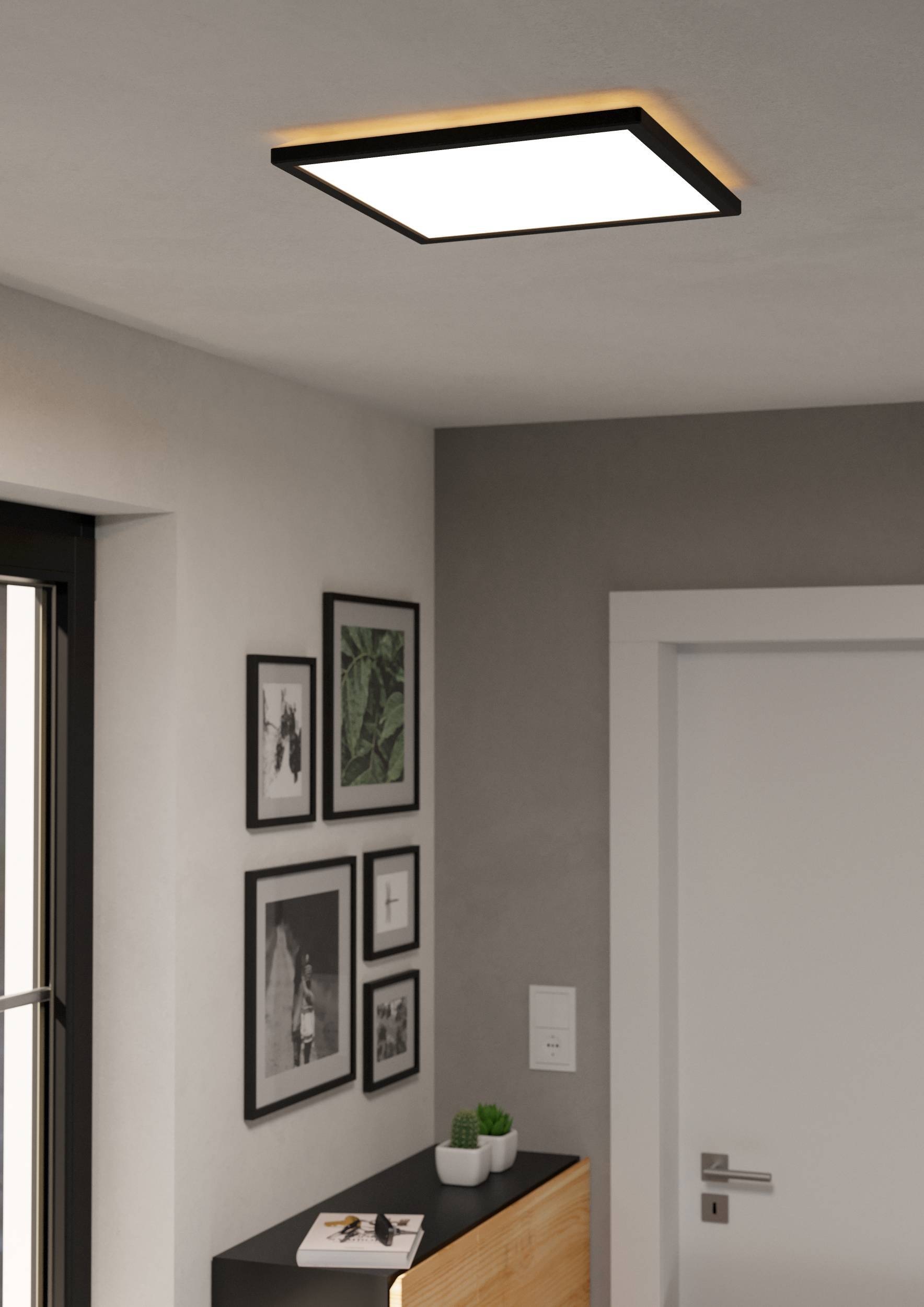 EGLO Deckenleuchte »Rovito-Z Deckenlampe, ZigBee 3.0, Kunststoff, Badezimmerlampe, IP44« LED-Modul 1 Stk. Kaltweiß | RGB Wand-/Deckenleuchte - L39 x B39 x H3 cm - schwarz - 17,6W inkl.