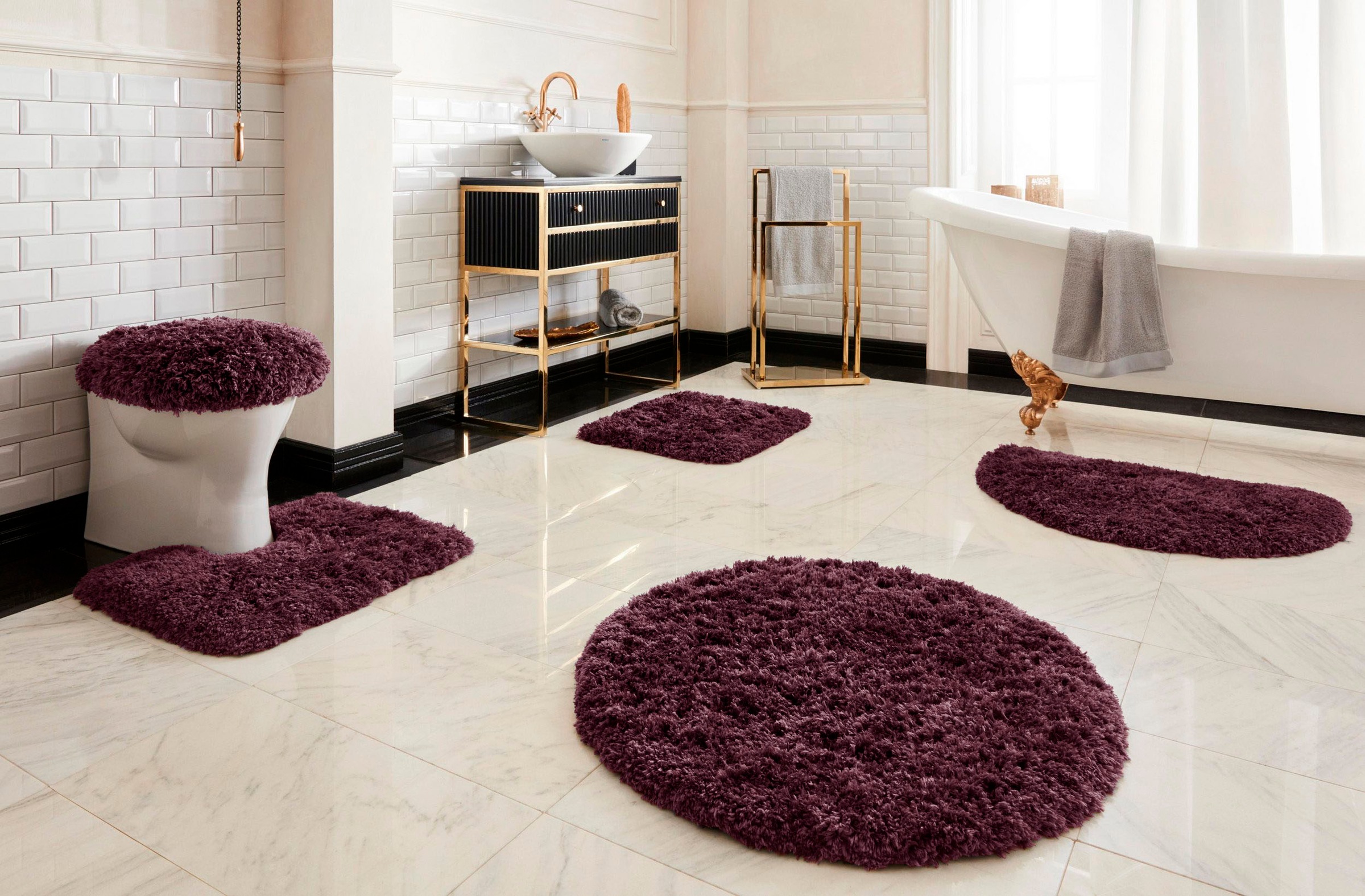 Guido Maria Kretschmer Home&Living Badematte »Micro exclusiv, Badvorleger, Badezimmer Teppich«, rutschhemmend beschichtet, strapazierfähig-schnell trocknend-fußbodenheizungsgeeignet, Badteppich, Badematten auch als 3 teiliges Set & rund erhältlich