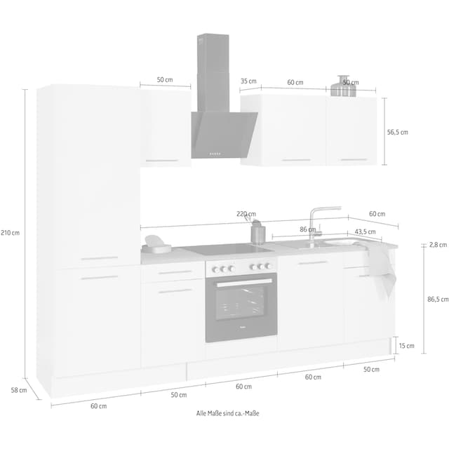 wiho Küchen Küchenzeile »Ela«, Breite 280 cm, Soft-Close-Funktion,  höhenverstellbare Füße auf Rechnung bestellen