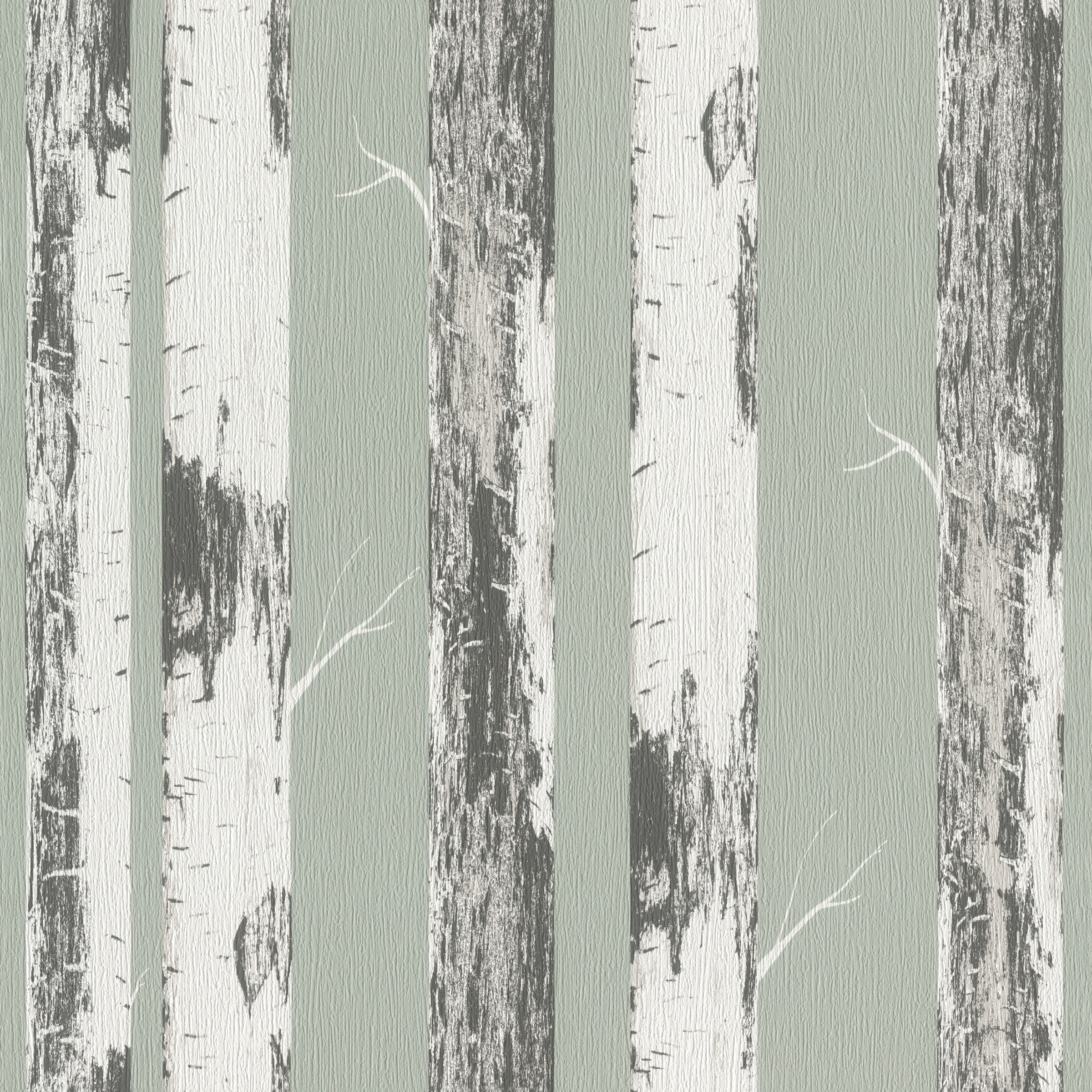 Rasch Papiertapete »mit Birkenstämmen« Holz strukturiert Birkenwald