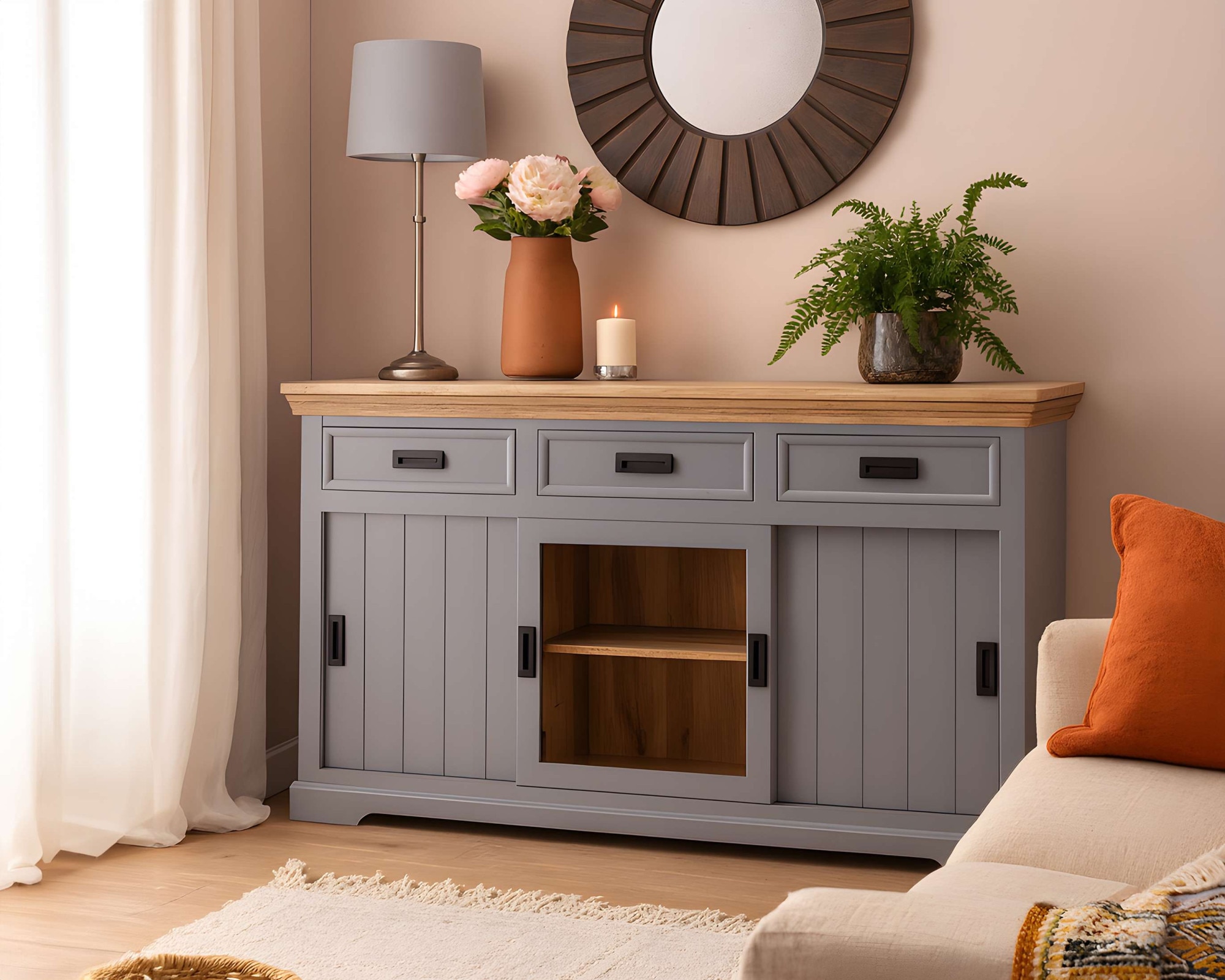 OTTO home Sideboard »Alpinist Kommode Breite/Tiefe/Höhe 160/40/90 cm« mit 3 Schiebetüren, handgefertigt, Unikat-Möbel, Breite 160 cm