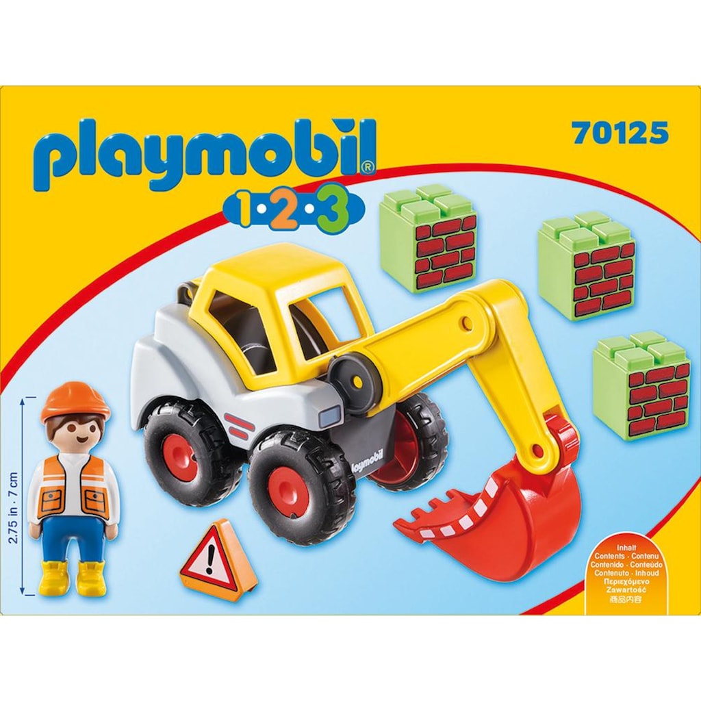 Playmobil® Konstruktions-Spielset »Schaufelbagger (70125), Playmobil 123«, Made in Europe