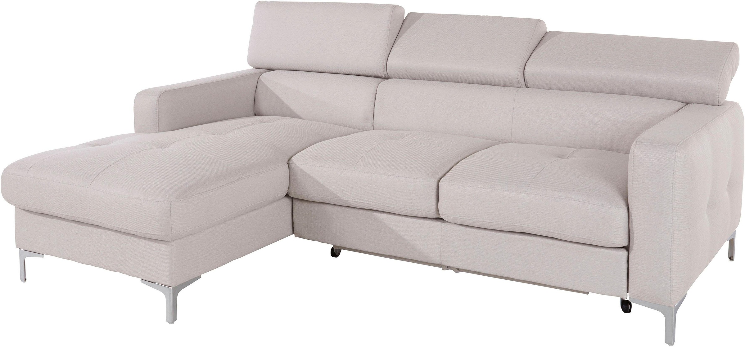 COTTA Polstergarnitur »Sammy L-Form«, (Set), Set bestehend aus: Ecksofa mit Kopfteilverstellung & Hocker