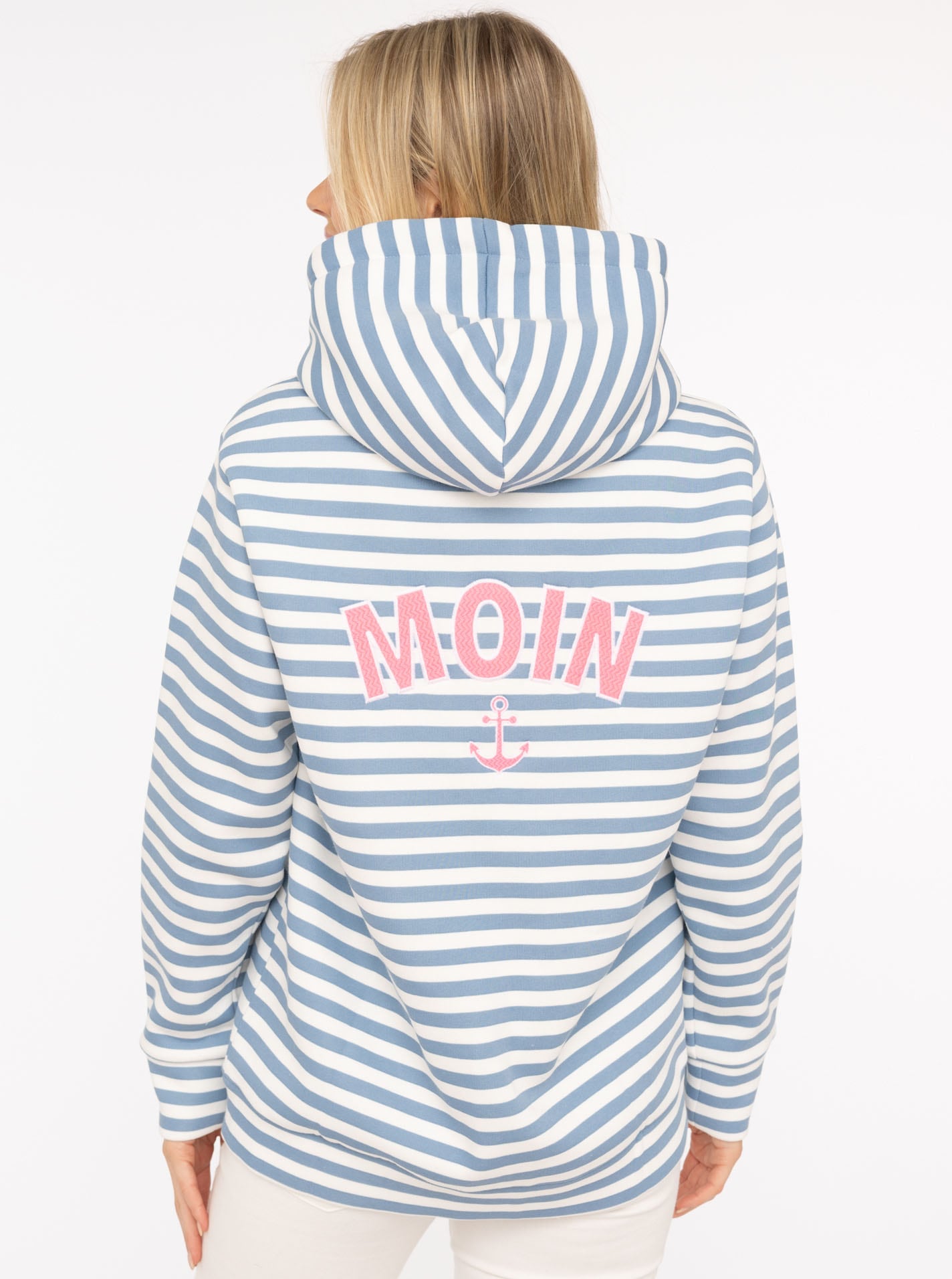 Zwillingsherz Kapuzensweatjacke, Streifen, Kapuze, Reißverschluss, modisch, Langarm, Taschen