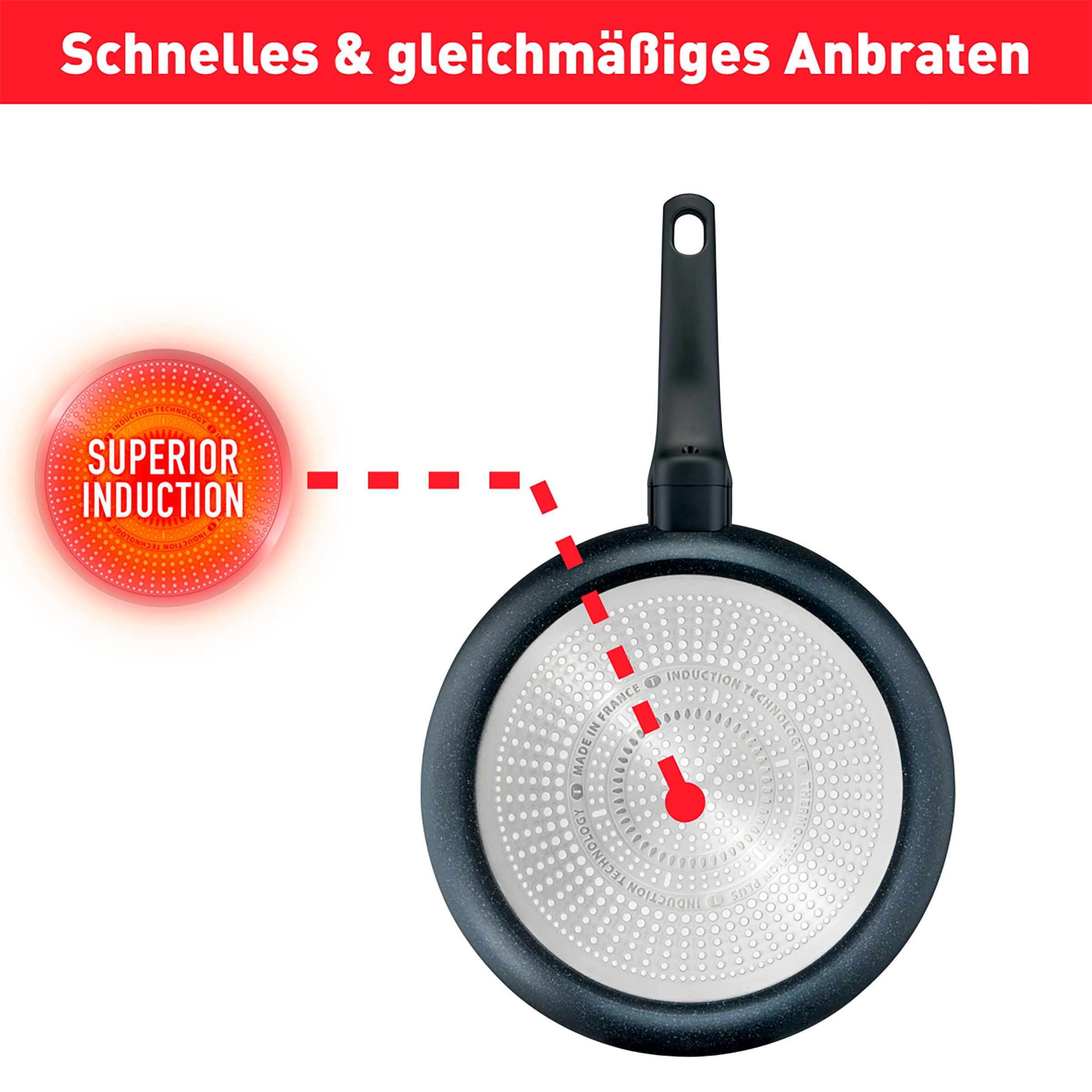 Tefal Bratpfanne »G28102 Black Stone Ø 20 cm«, Aluminium, Mineralia+ Antihaftversiegelung, Thermo-Signal, induktionsgeeignet