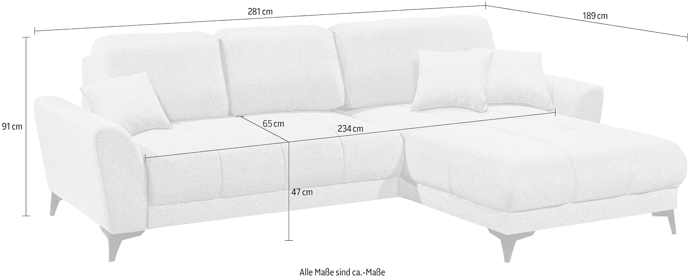 ED EXCITING DESIGN Ecksofa »Bern L-Form« mit Bettfunktion, Bettkasten & 3 Zierkissen