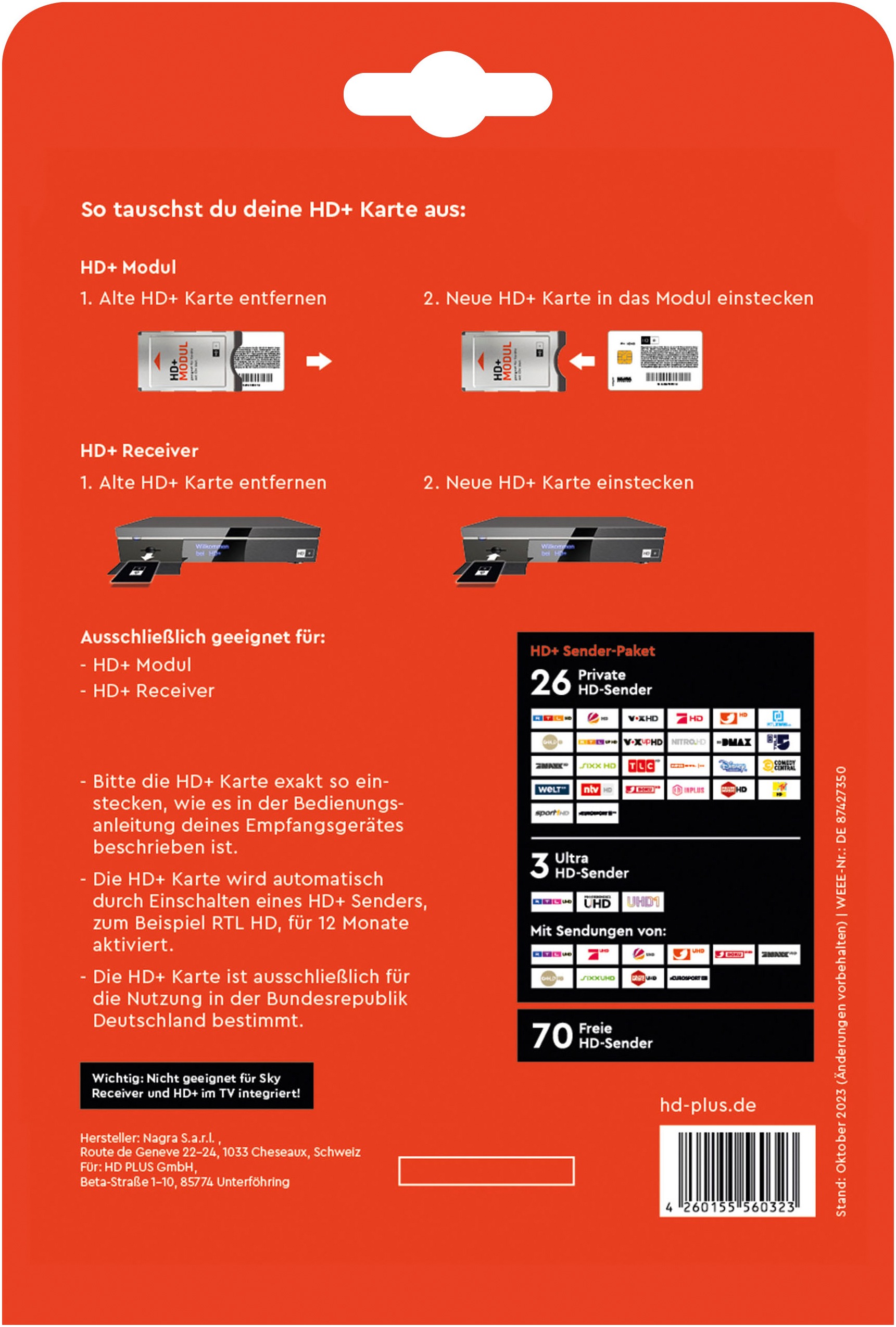 HD Plus HD+ Karte »HD+ Karte für 12 Monate«