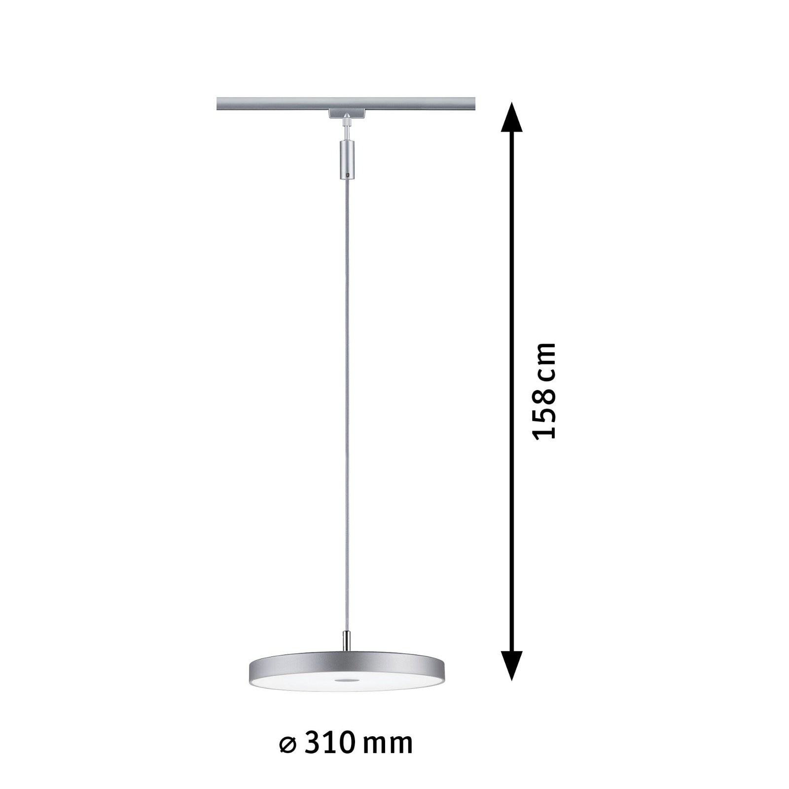 Paulmann Schienensystem-Leuchten »URail Pendel Hildor 850lm 15W 4000K 230V Chrom matt«, 3-Step-Dimmbar