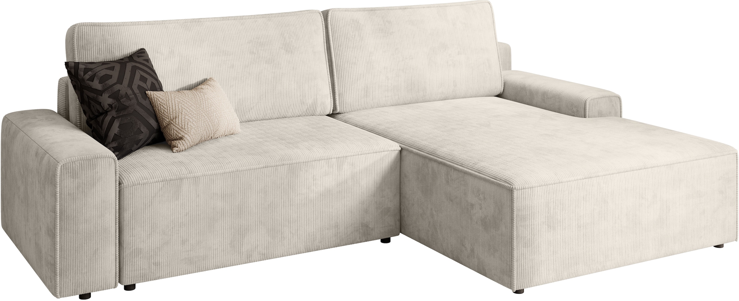 TRENDMANUFAKTUR Ecksofa »Challenge, Schlafsofa mit Bettkasten, Couch in L-Form, Breite 245 cm«, Recamiere beidseitig montierbar, auch in trendigem Cordstoff