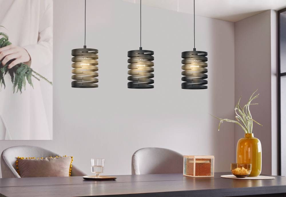 EGLO Hängeleuchte »CREMELLA Pendellampe, Stahl, IP20, E27, Esszimmerlampe, Vintage, Lampe«, 3 flammig, Leuchtmittel E27 | ohne Leuchtmittel, Elegante Hängelampe für Esszimmer, Küche oder Wohnzimmer