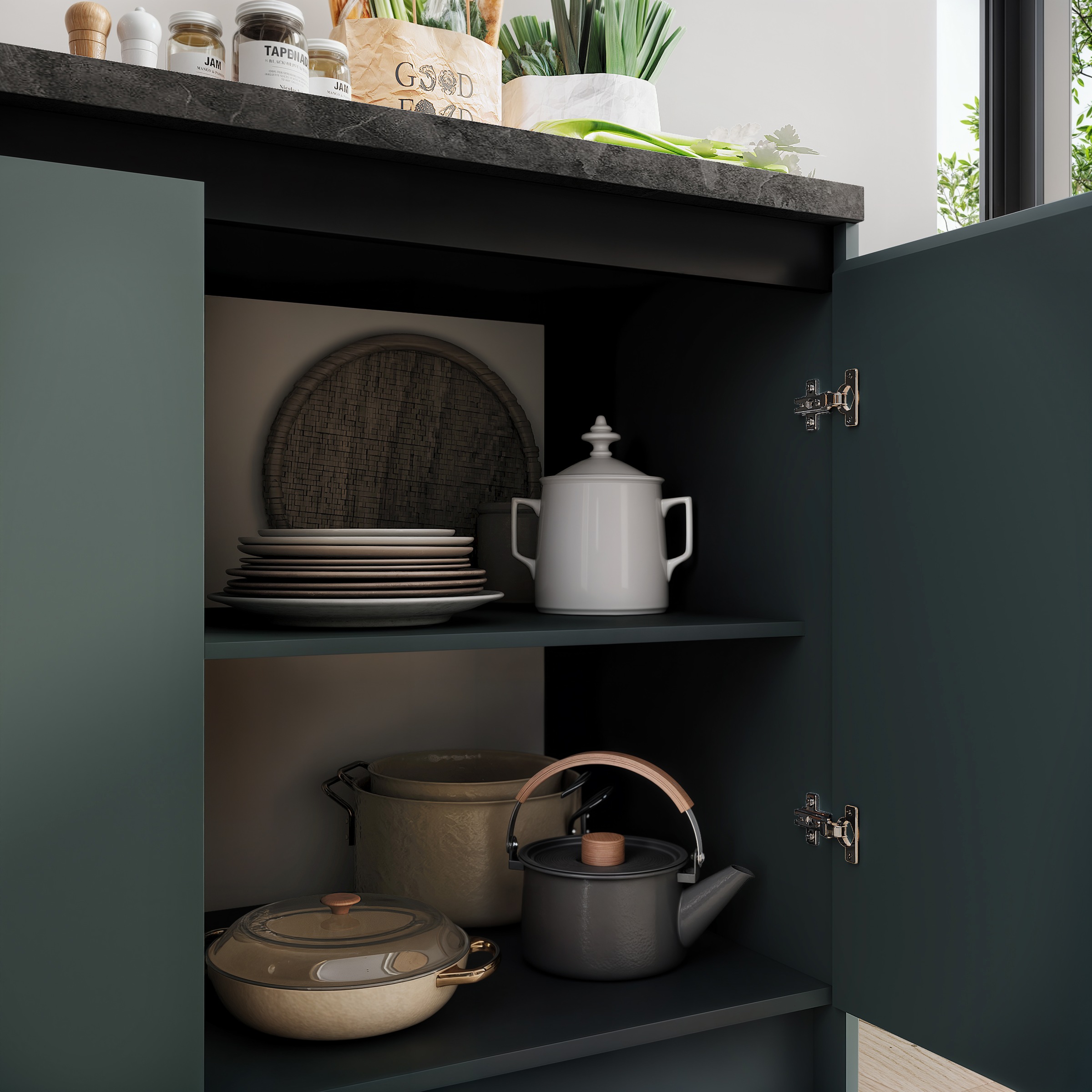 BASIC by Balculina Küchenzeile »Isis B/T/H 335x60x210 cm« Breite 273 cm, wahlweise mit E-Geräten und Induktionskochfeld