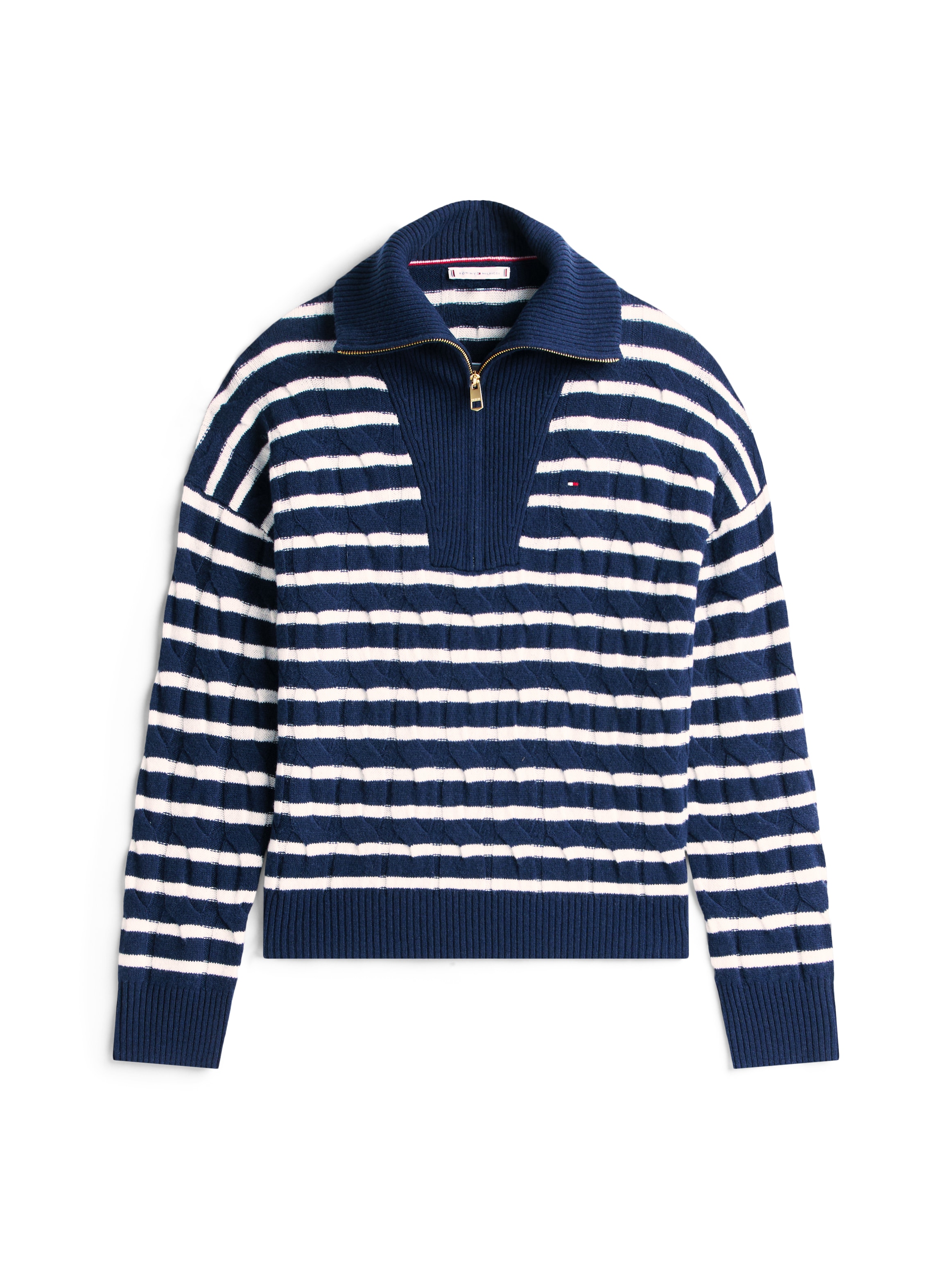 Tommy Hilfiger Troyer »SOFT WOOL CABLE 1/2 ZIP LS SWT« Wolle, mit Zopfmuster