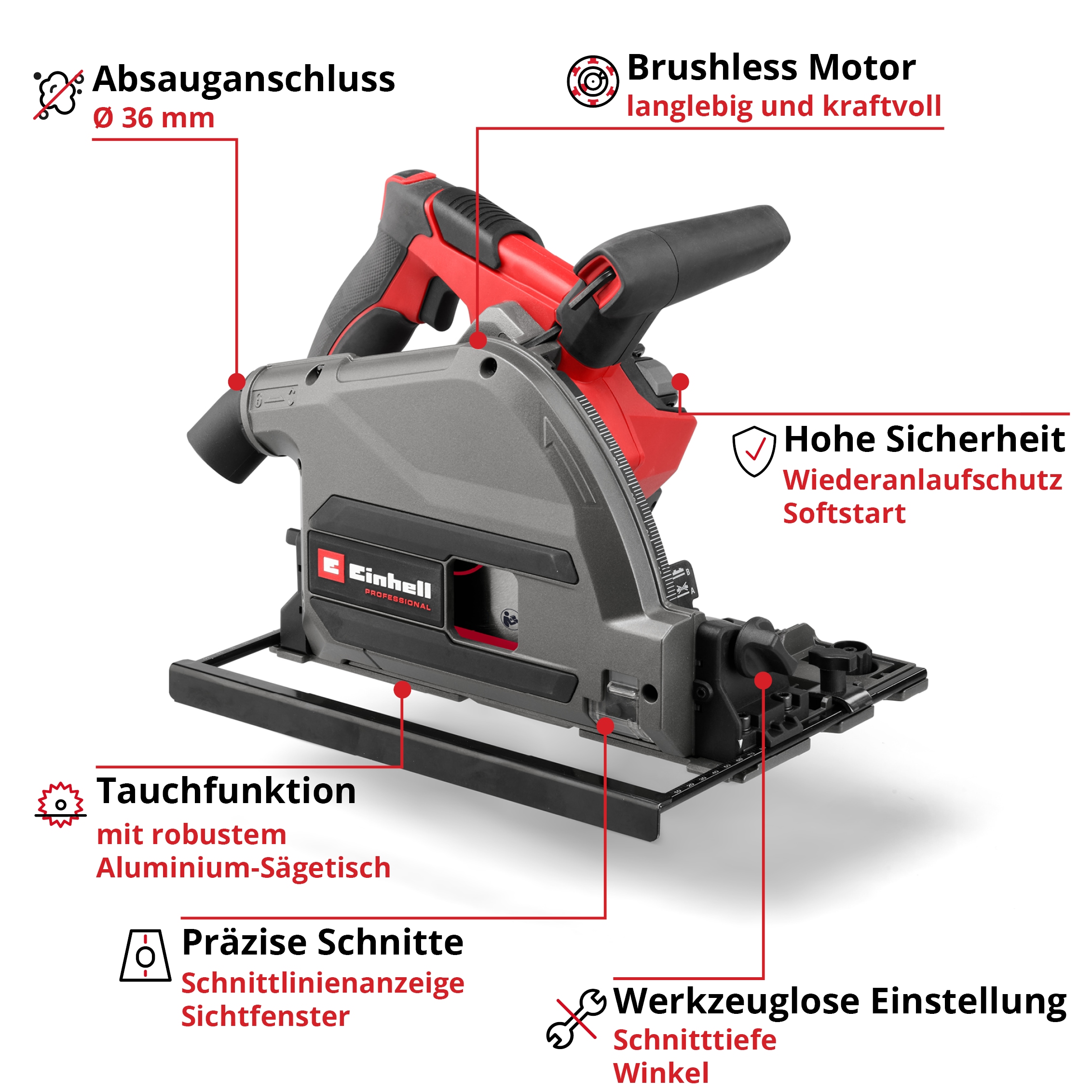 Einhell Akku-Tauchsäge »TP-PS 18/165 Li BL - Solo«, ohne Akku und Ladegerät