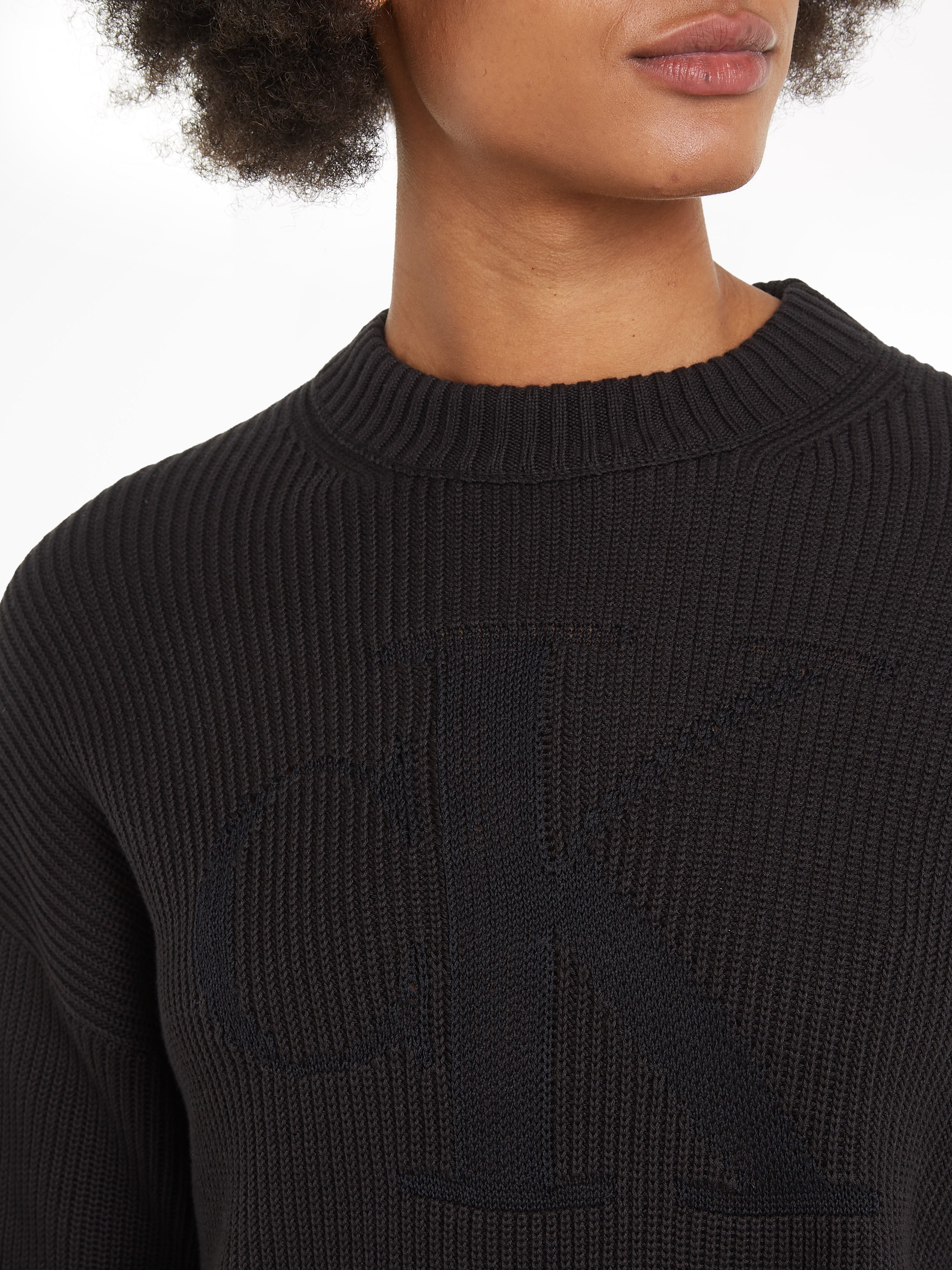Calvin Klein Jeans Stehkragenpullover »LOGO INTARSIA REGULAR SWEATER«, mit Logostickerei