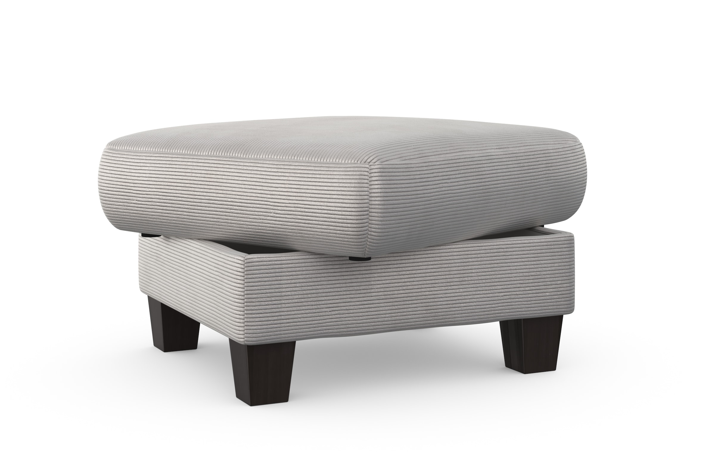 Home affaire Polsterhocker »Summer« inkl. Stauraum, Cord-Bezug, wengefarbene Holzfüße