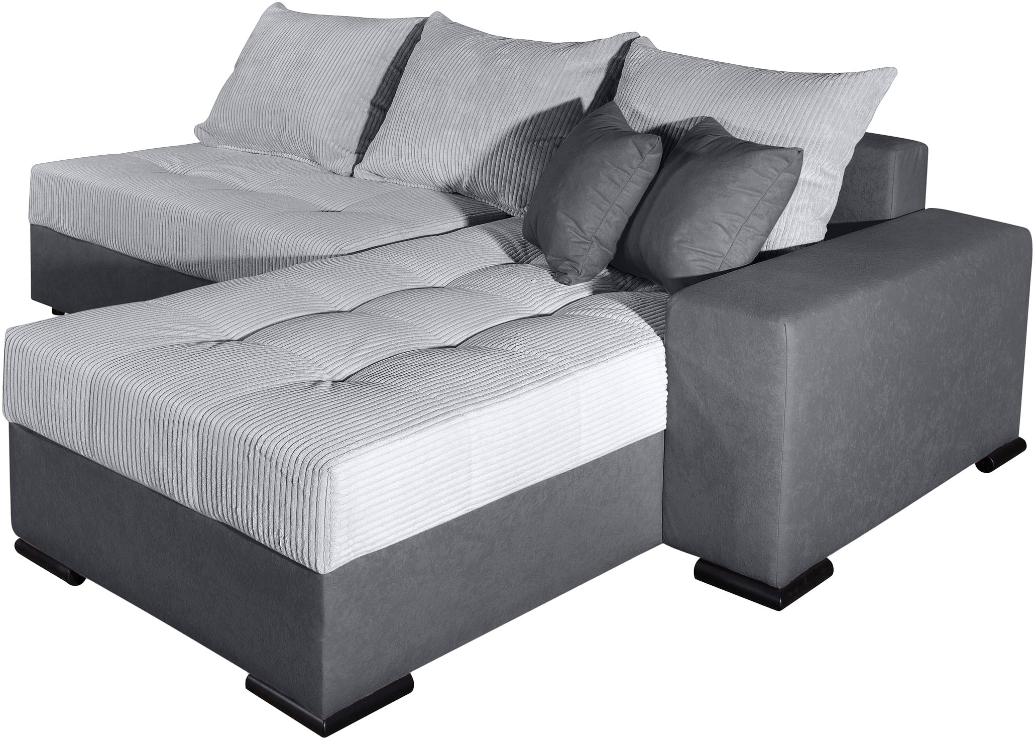 COLLECTION AB Ecksofa »Josy L-Form, B: 214 cm in Cord, Cord-Mix« mit Bettfunktion, Bettkasten & 2 Zierkissen, Federkern