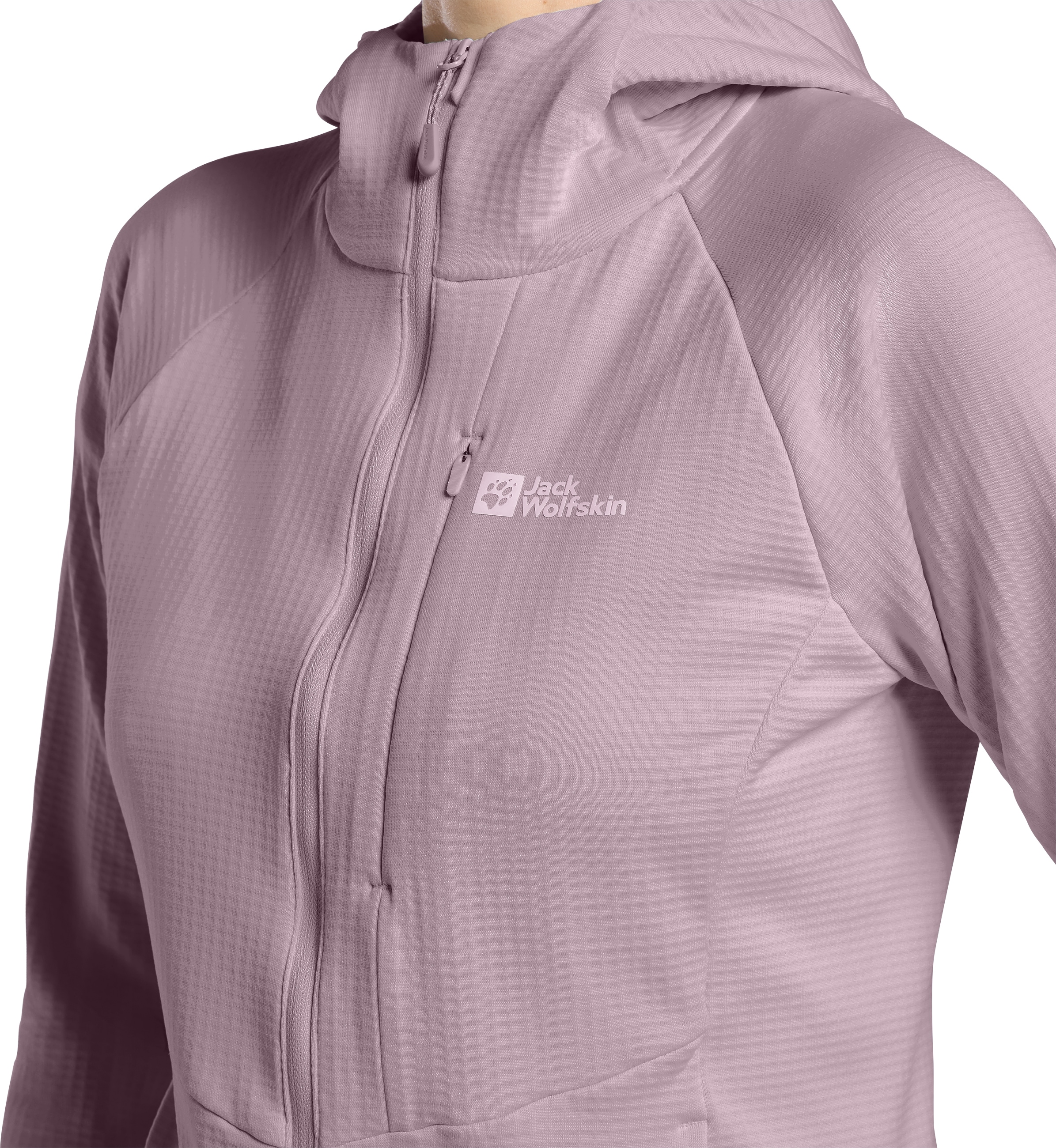 Jack Wolfskin Kapuzenfleecejacke »KOLBENBERG HOODED FZ W«, Gitterfleece, Übergangsjacke, Atmungsaktiv