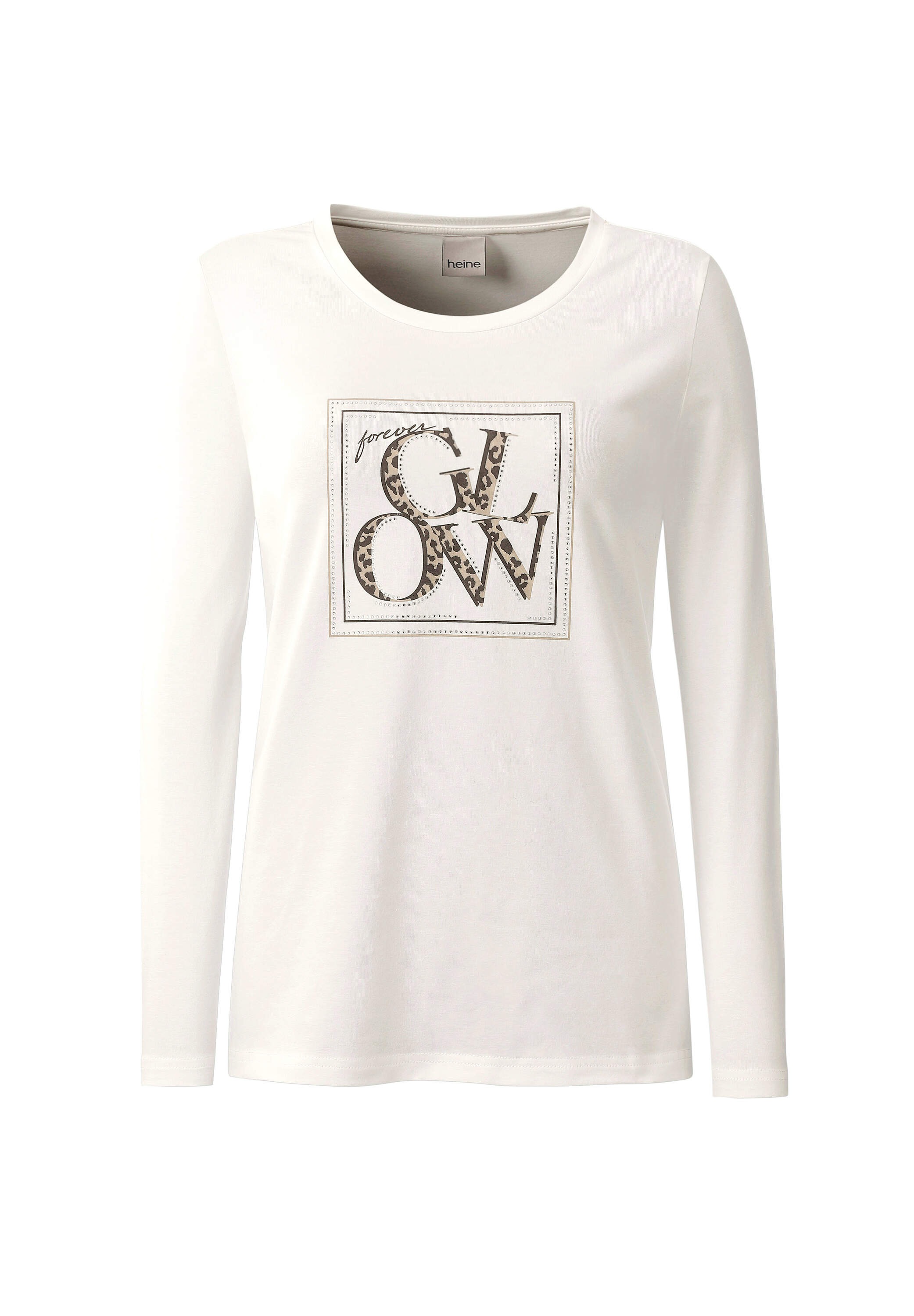 heine T-Shirt »Langarm-Shirt Print-Shirt mit Glitzersteinen«