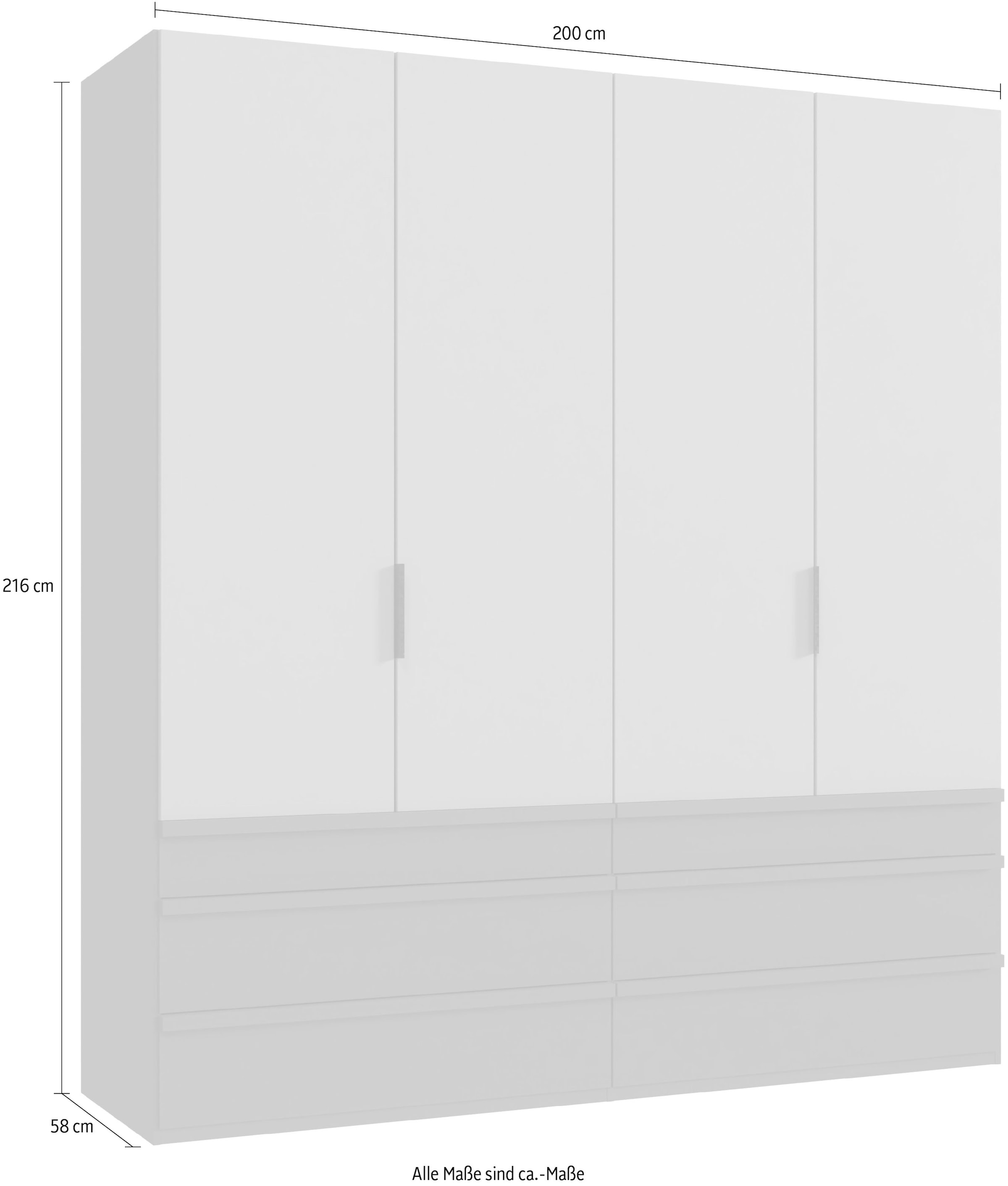 Wimex Falttürenschrank »Oxford by fresh to go, in 3 Breiten und 2 Höhen, Made in Germany«, (mit Schubladen, wahlweise mit oder ohne Spiegel), mit hochwertigen Falttüren für den perfekten Überblick