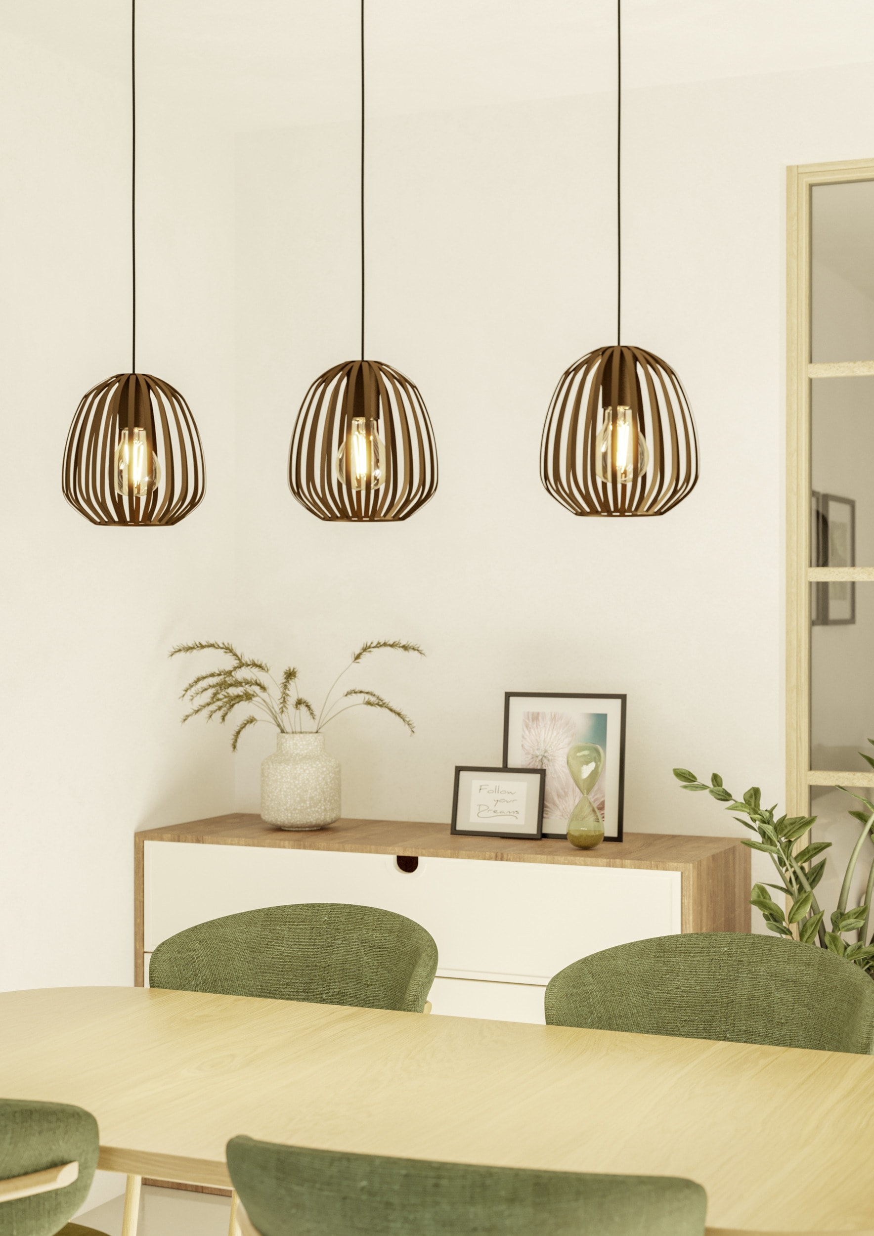 EGLO Hängeleuchte »ESPINAL Pendellampe - Stahl - E27 - 3X40W - IP20« E27 1 Stk. Hängelampe, Deckenlampe, Wohnzimmer, Esszimmer, L90 x B19,5 x H110 cm