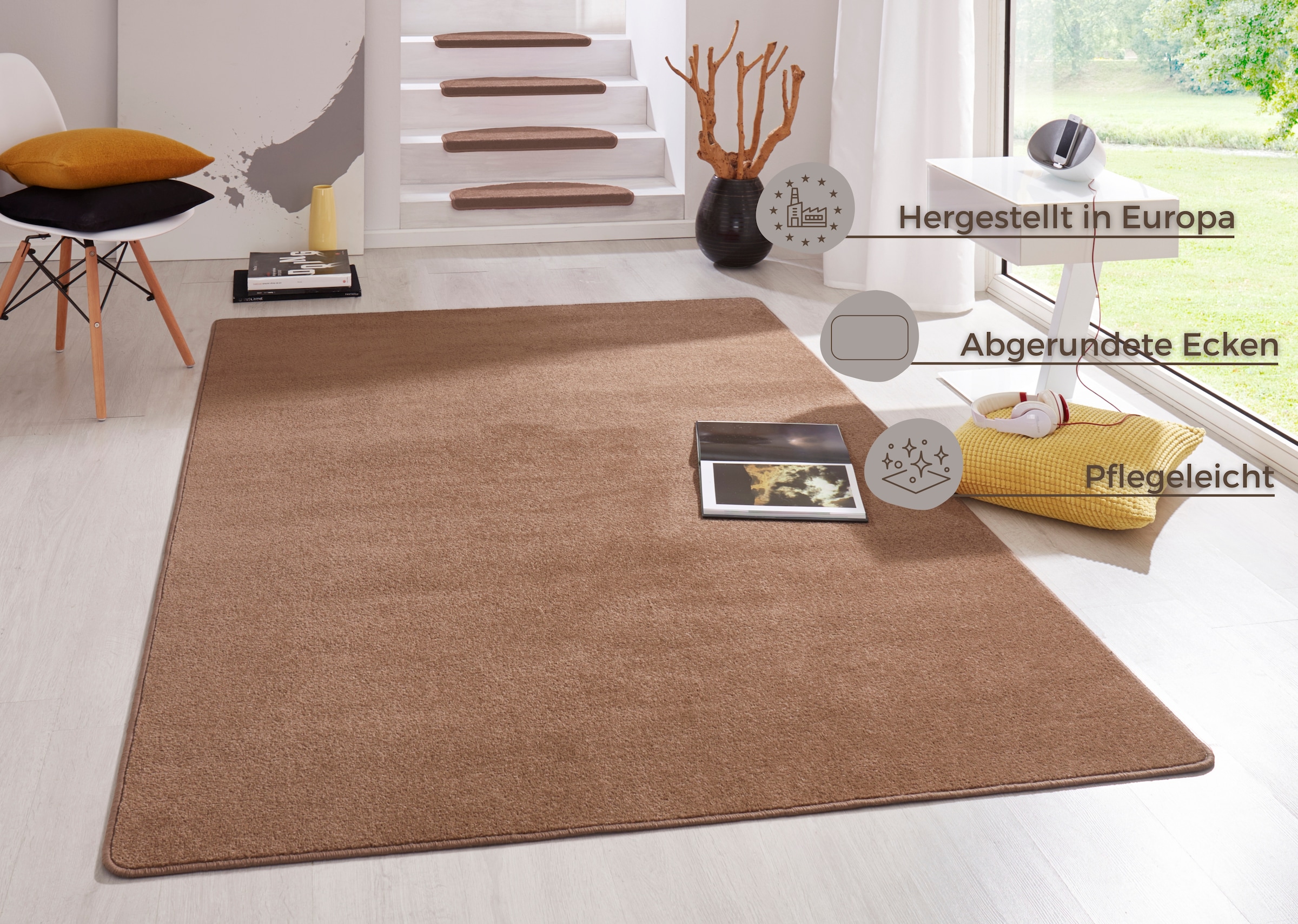 HANSE Home Teppich »Fancy«, rechteckig, 7 mm Höhe, Kurzflor, Läufer, uni, gekettelt, Wohnzimmer, Schlafzimmer, Esszimmer