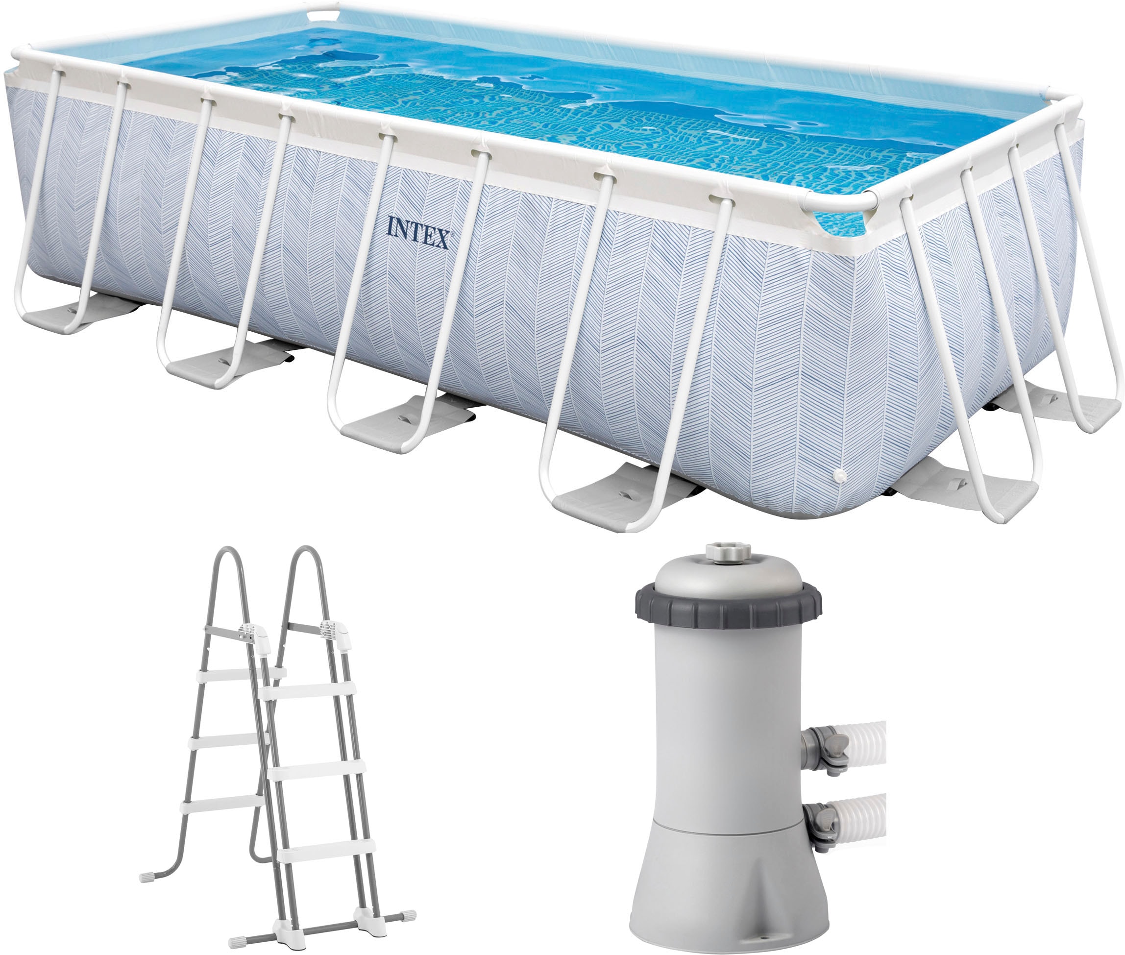 Intex Rechteckpool »CHEVRON PRISM RECTANGULAR«, (Set, 3 tlg.), .