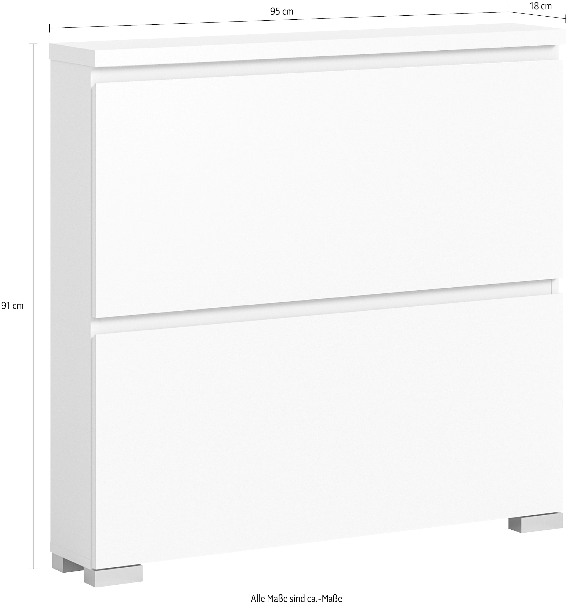 INOSIGN Schuhschrank »Skoskap, Tiefe 18cm, 2 Klappen mit Schuhwalze, Platz für 8 Schuhpaare«, hängend und stehend montierbar, Schuhkipper, Schuhkommode, Schuhregal