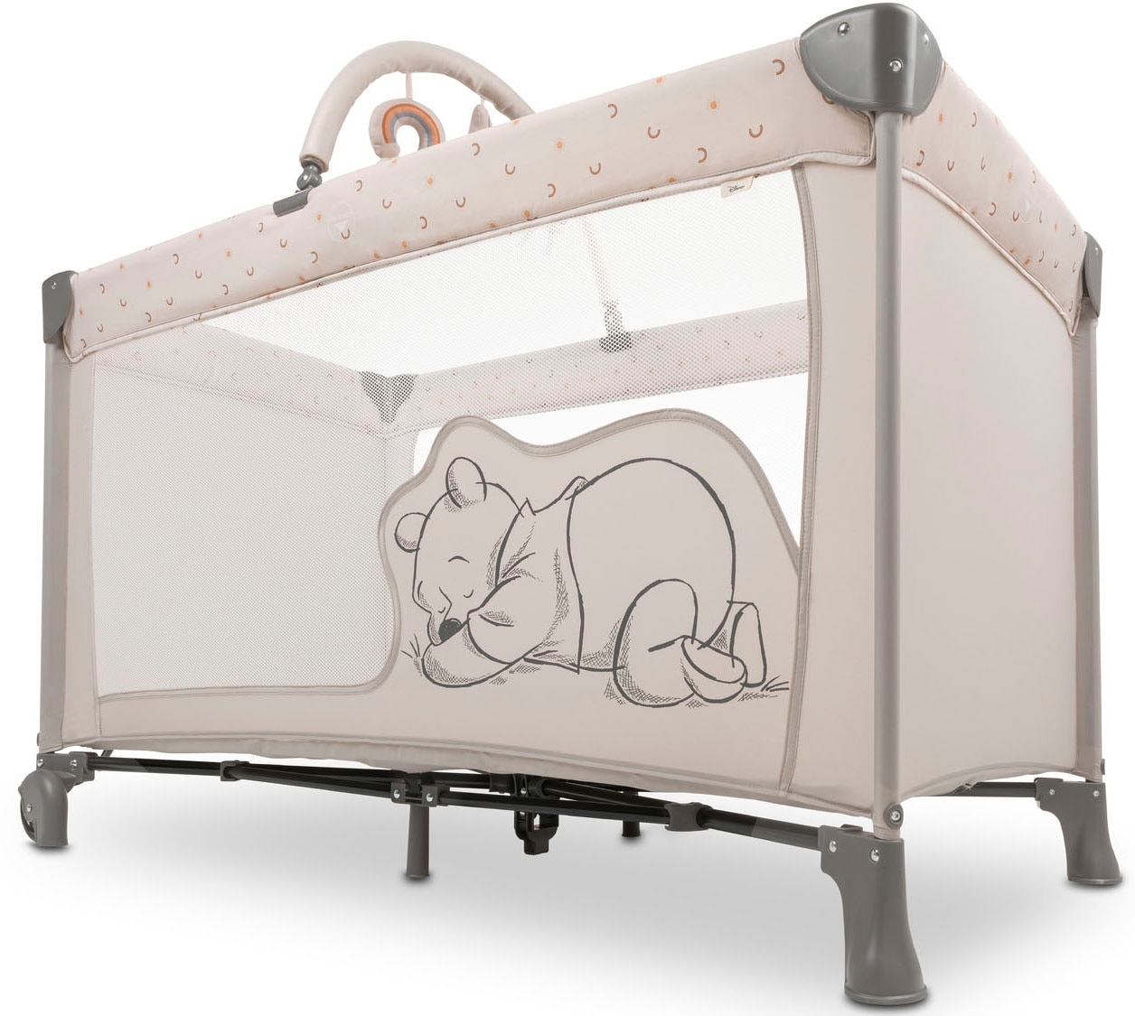 Hauck Baby-Reisebett »Dream N Play Go, Pooh Rainbow, beige«, inkl. Transporttasche