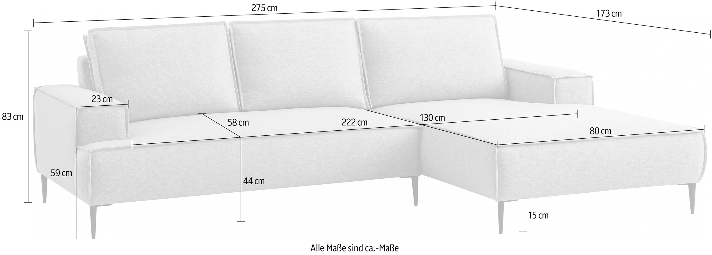 Home affaire Ecksofa »TVINNU, L-Form, 275cm, in Cord und Leinenoptik« wahlweise Recamiere rechts/links, schwarze Füße, bequemer Sitzkomfort