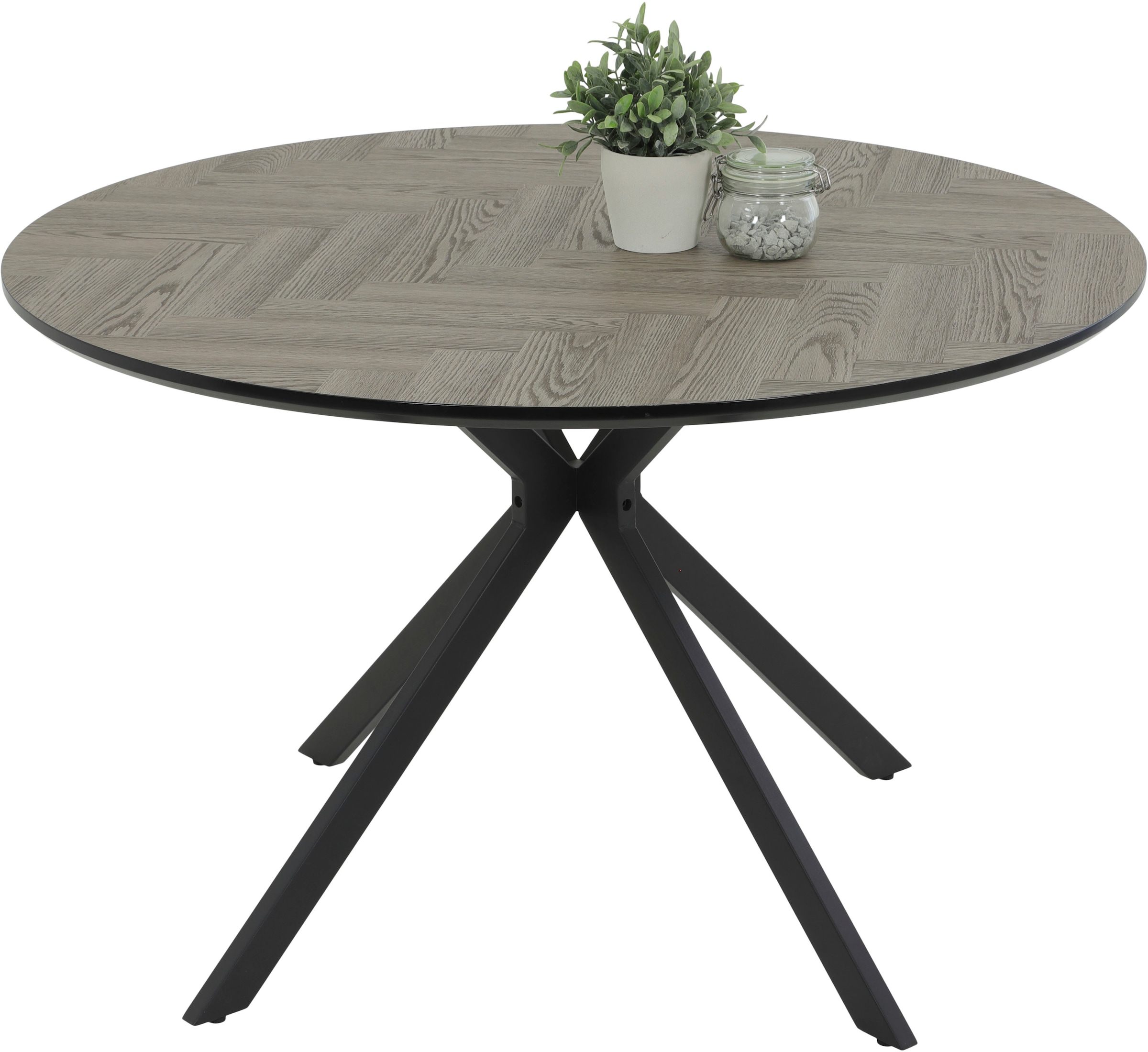 HELA Esstisch »PETRA«, (1 St.), rund, Schweizer Kante, MDF, Fischgrät Nachbildung