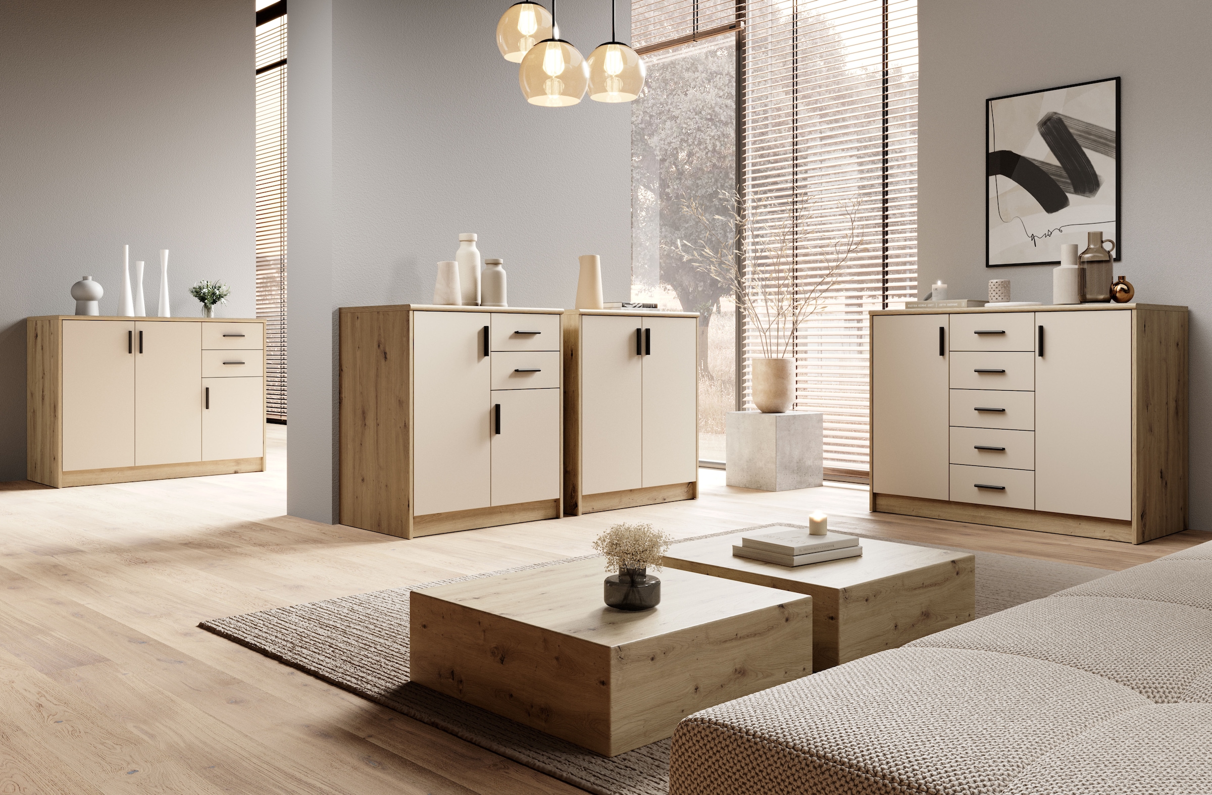 HBZ Sideboard »Nelly Kommode, BxHxT 74x86x50cm« 1 Stk. tlg. Breite 74cm, Einlegeböden verstellbar, foliert