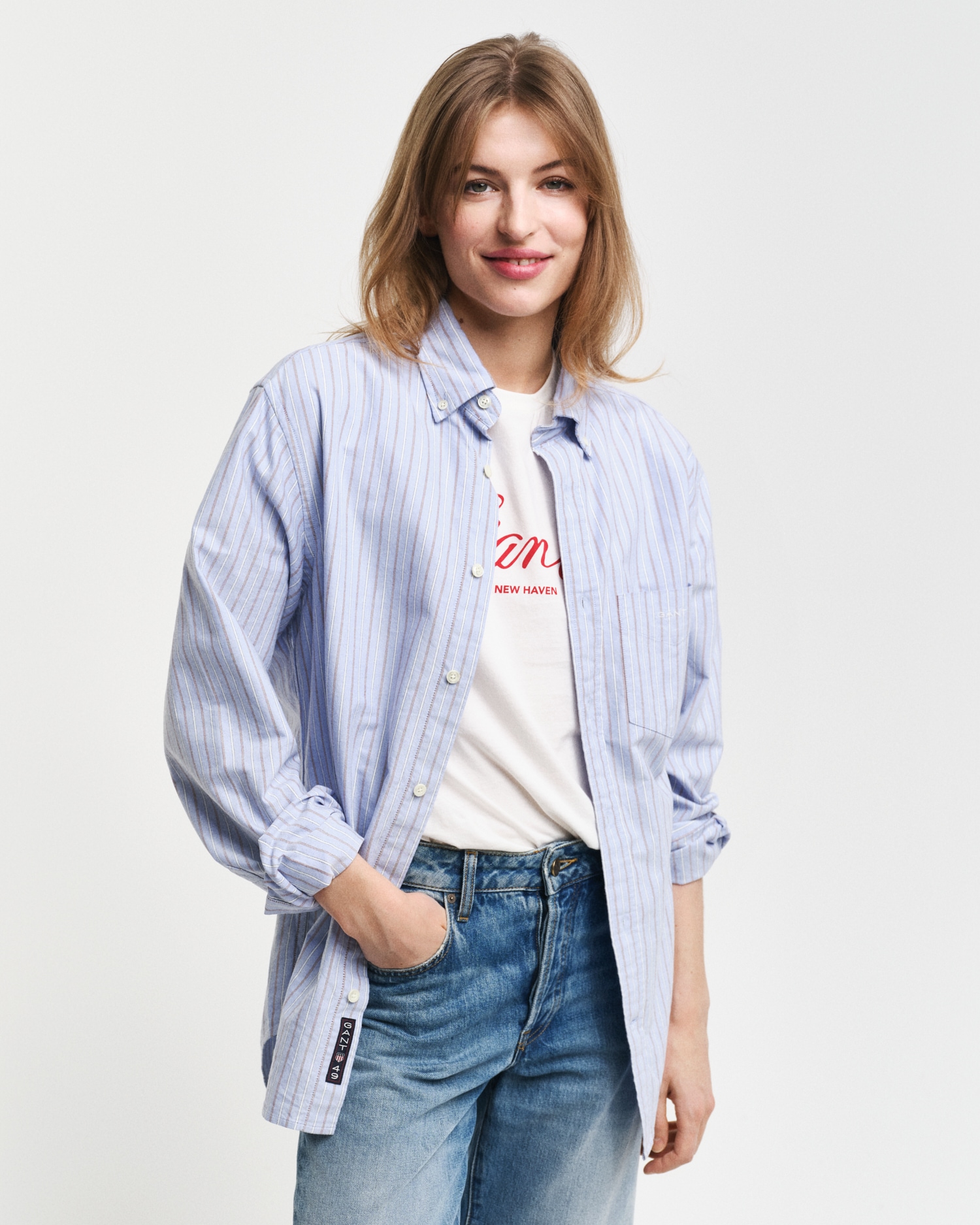 Langarmhemd »REG OXFORD STRIPE SHIRT«, unisex, in leichter Oxford-Qualität