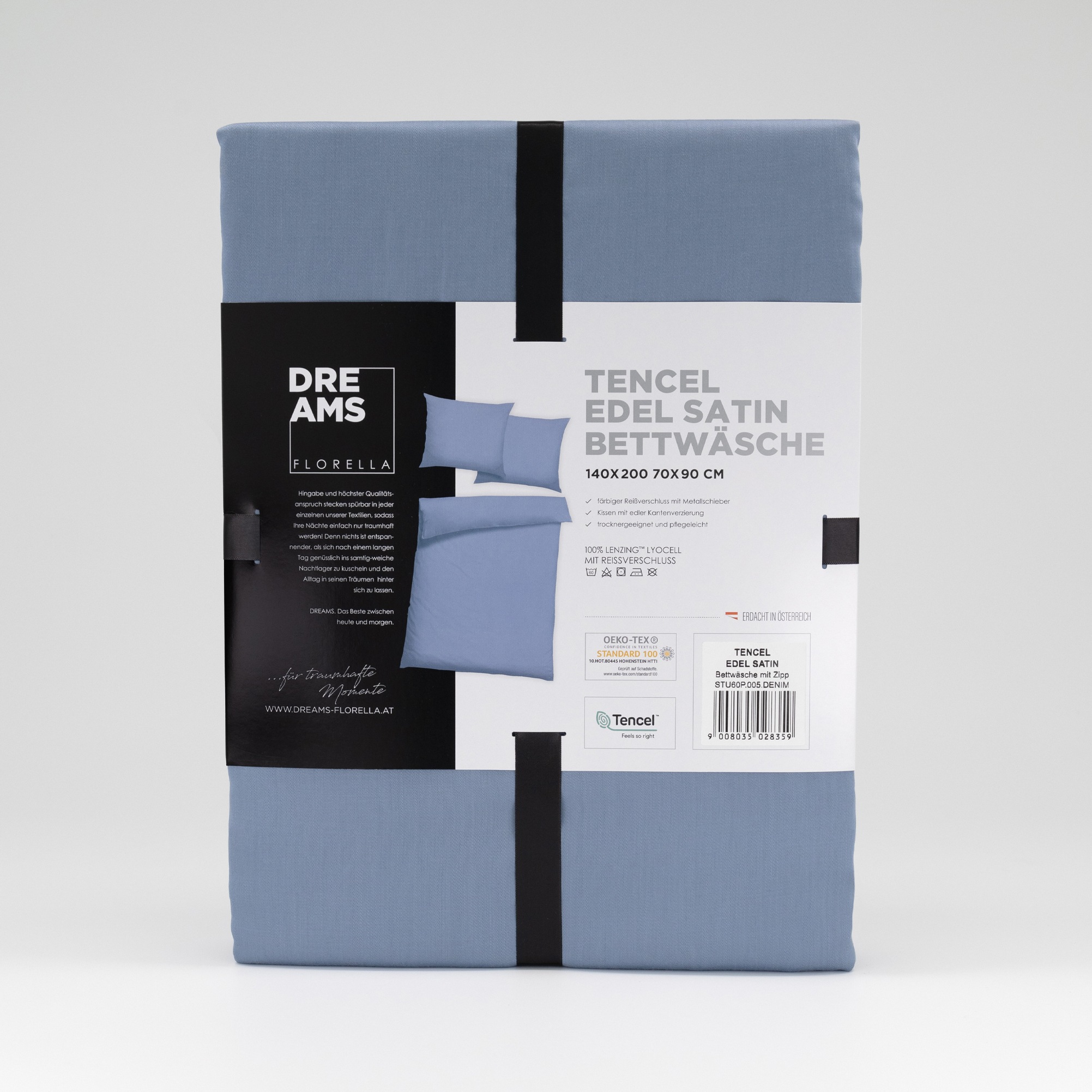 Florella Bettwäsche »Uni, 100 % TENCEL™ Lyocell«, Kissen mit edler Kantenverzierung