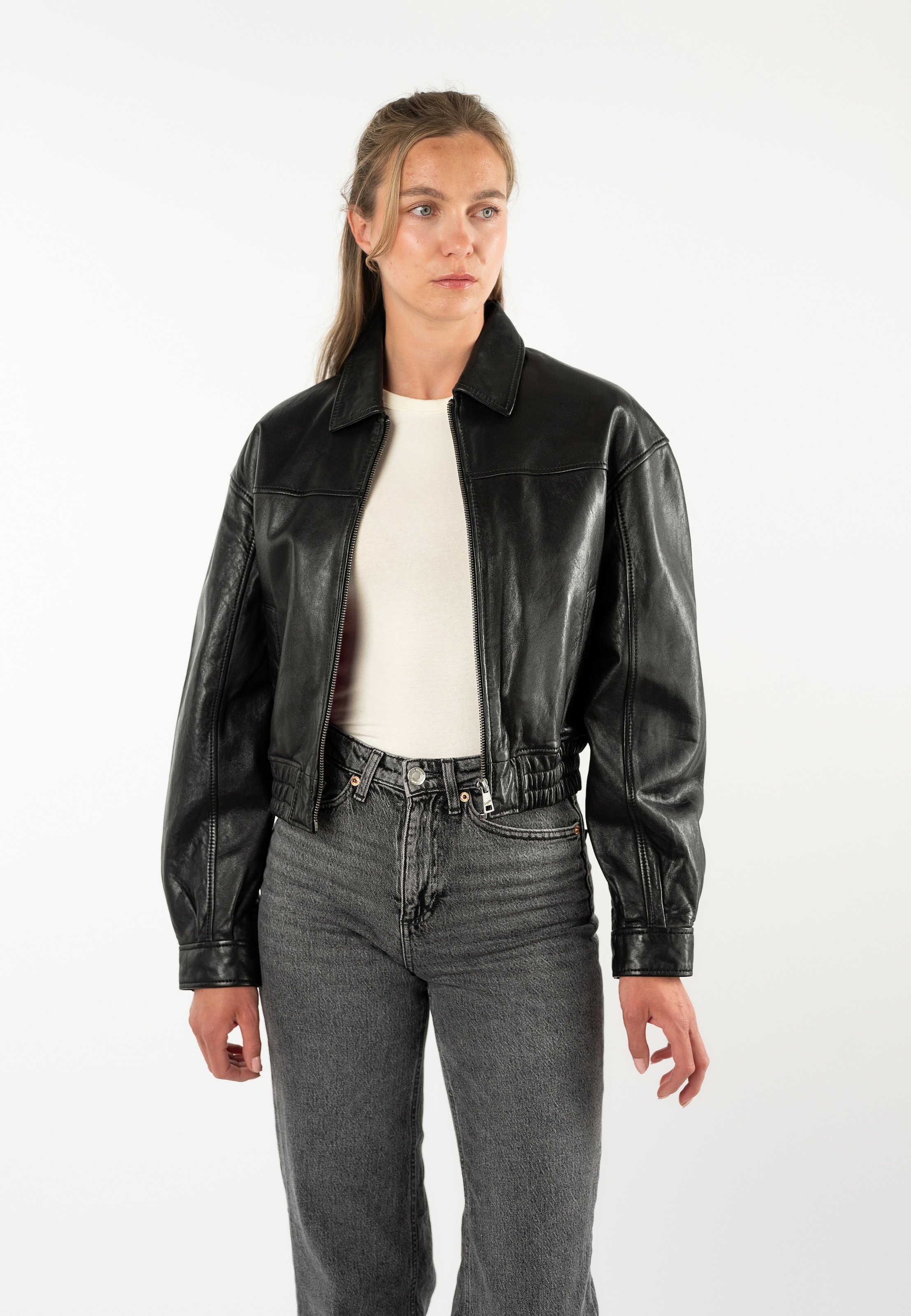 Mauritius Lederjacke »MWMarcia« mit Umlegekragen, kurze Passform
