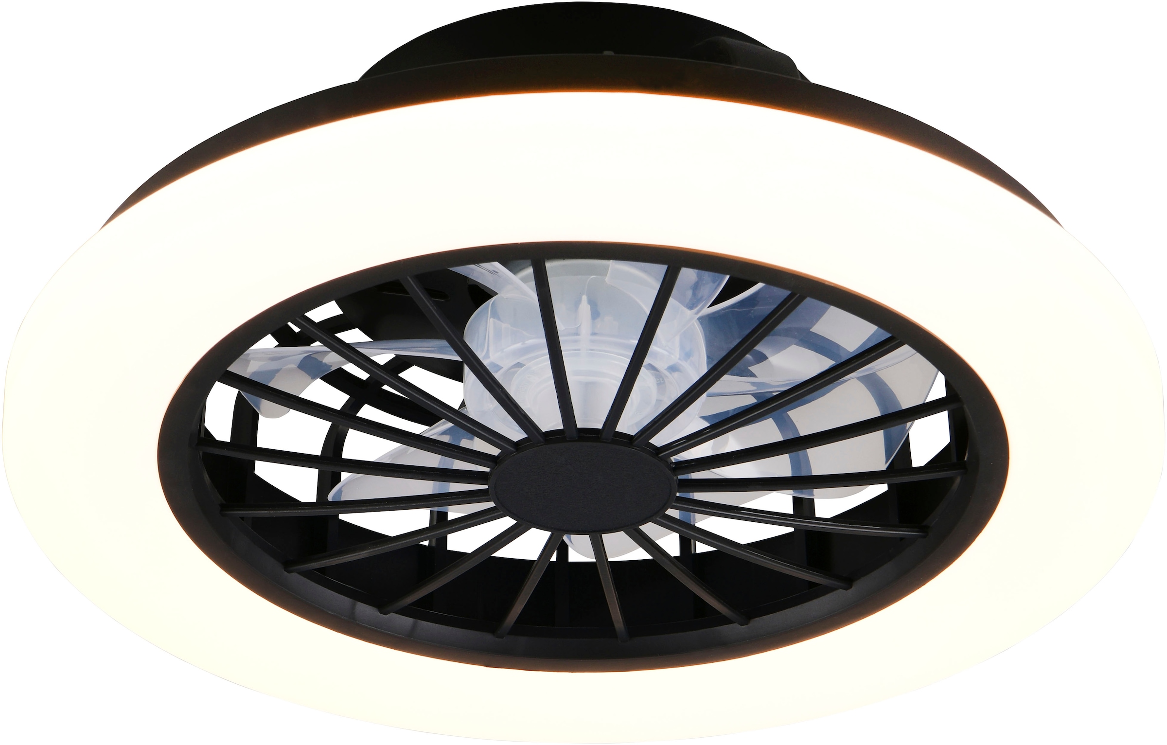 REALITY Leuchten LED Deckenleuchte »ROTSUND, Deckenventilator mit Licht Ø 38cm, inkl Fernbedienung« LED-Board 1 Stk. Farbwechsler | warmweiß - kaltweiß Ventilator mit 5 Stufen, Vor- & Rücklauf, LED mit CCT Timer Nachtlicht