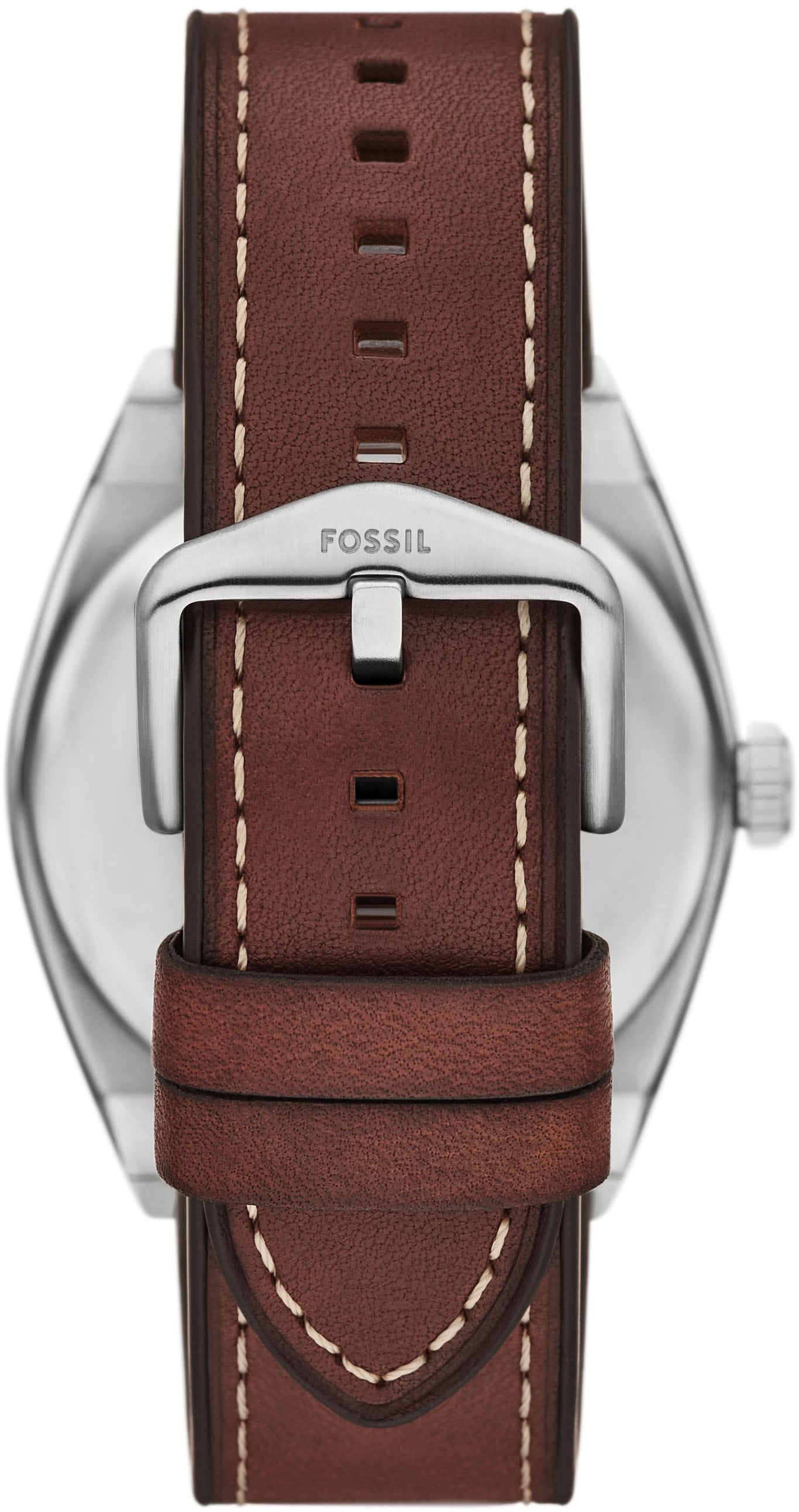 Fossil Quarzuhr »EVERETT«, (Set, 2 tlg., mit Armband), Armbanduhr, Herrenuhr, Lederarmband, Ideal auch als Geschenk, analog