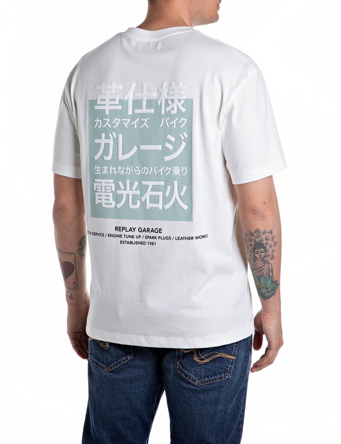 Replay T-Shirt, mit großem Backprint