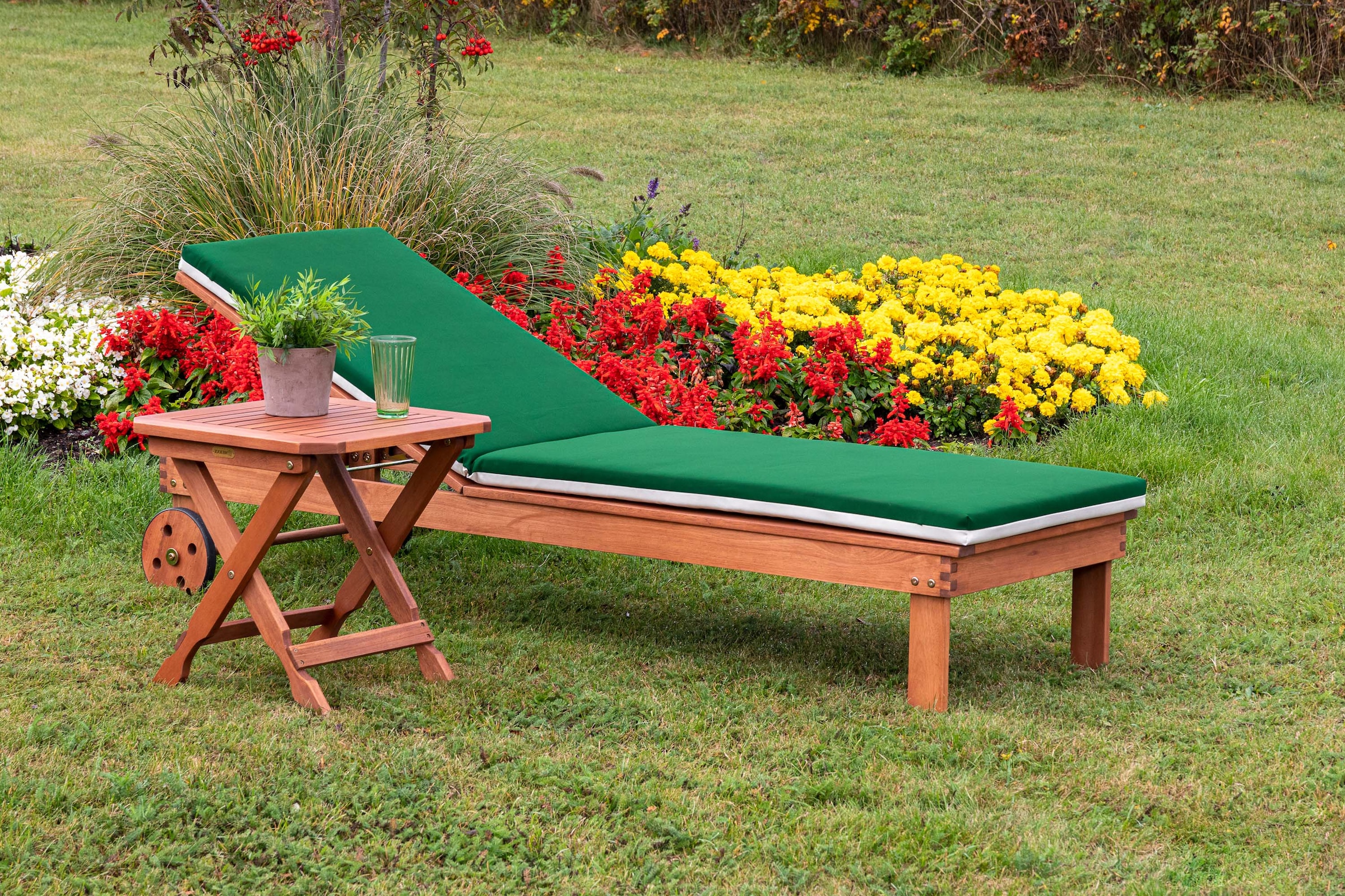 MERXX Gartenliege »Aktionsliegen Set« 1 Liege und 1 Hocker, mit Auflagen