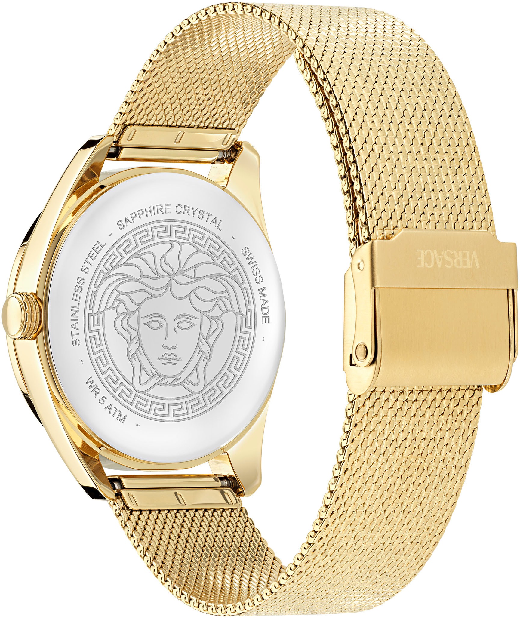 Versace Quarzuhr »NEW V-CIRCLE LADY«, Armbanduhr, Damenuhr, Saphirglas, Swiss Made, analog