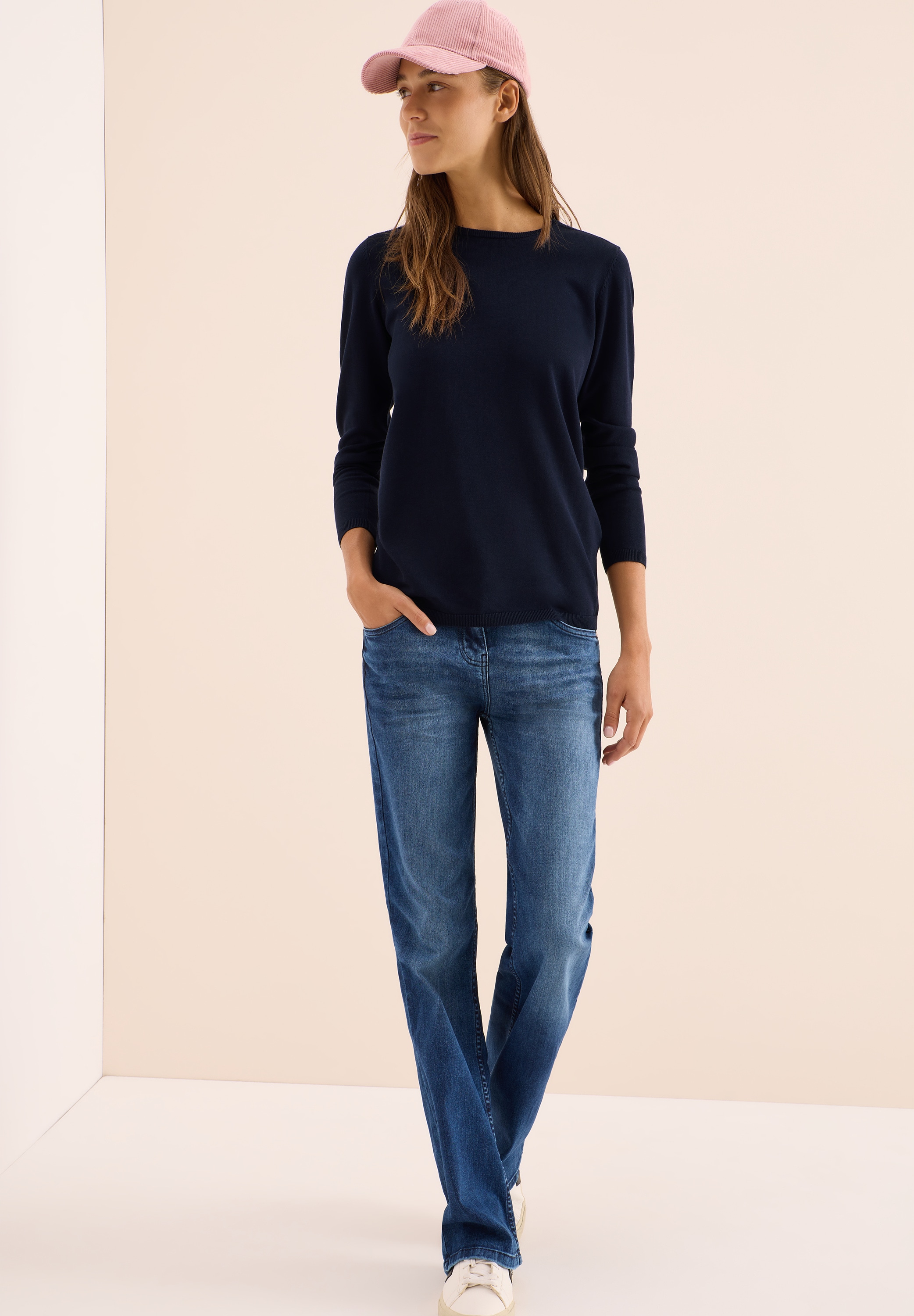 Cecil Strickpullover mit feinem Detail an der Schulter und Viskose-Anteil