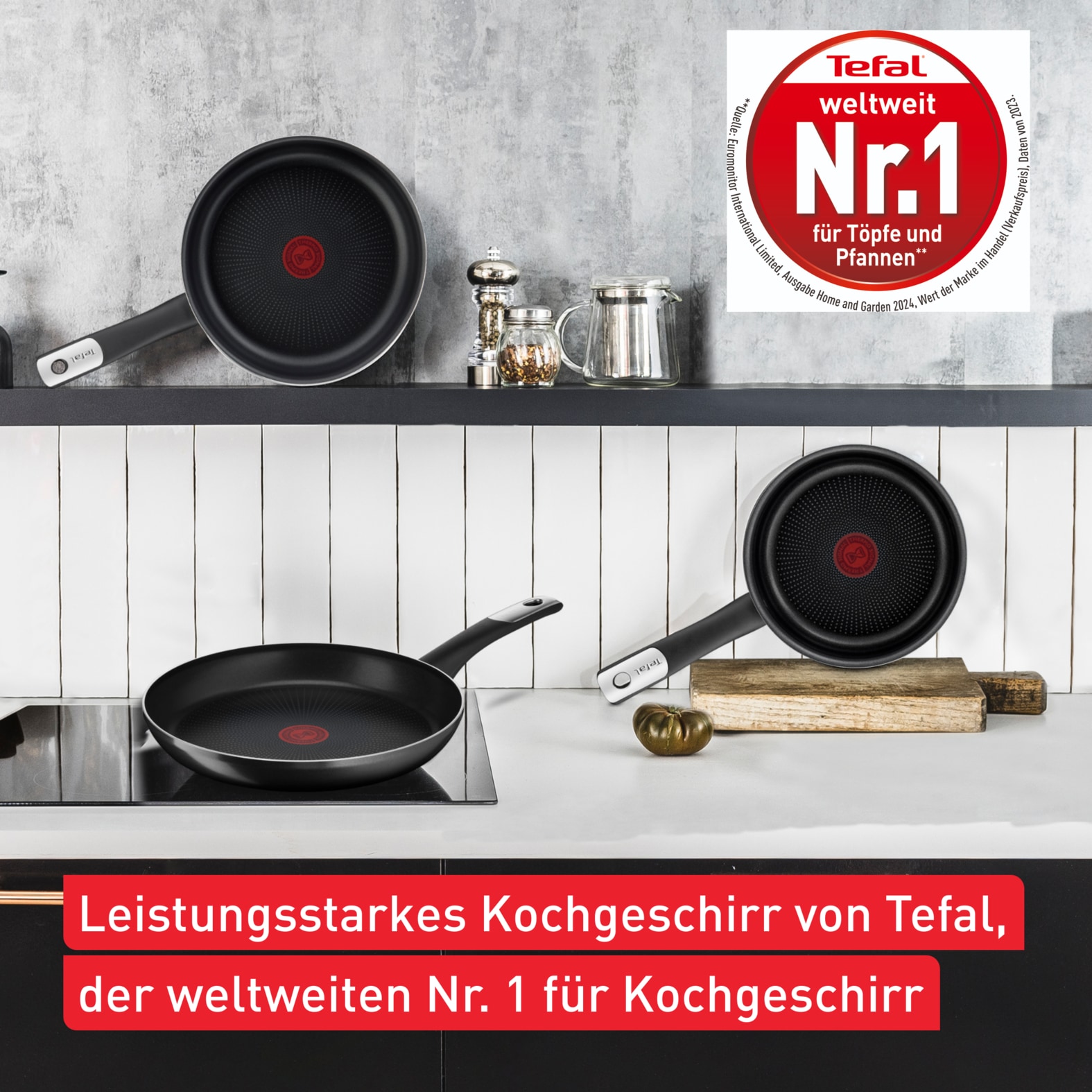 Tefal Bratpfanne »Hard Titanium Essential, Titanium Antihaftversiegelung« Aluminium 1 Stk. tlg. kompatibel Gas-/Elektro-/Keramikherden, nicht induktionsgeeignet