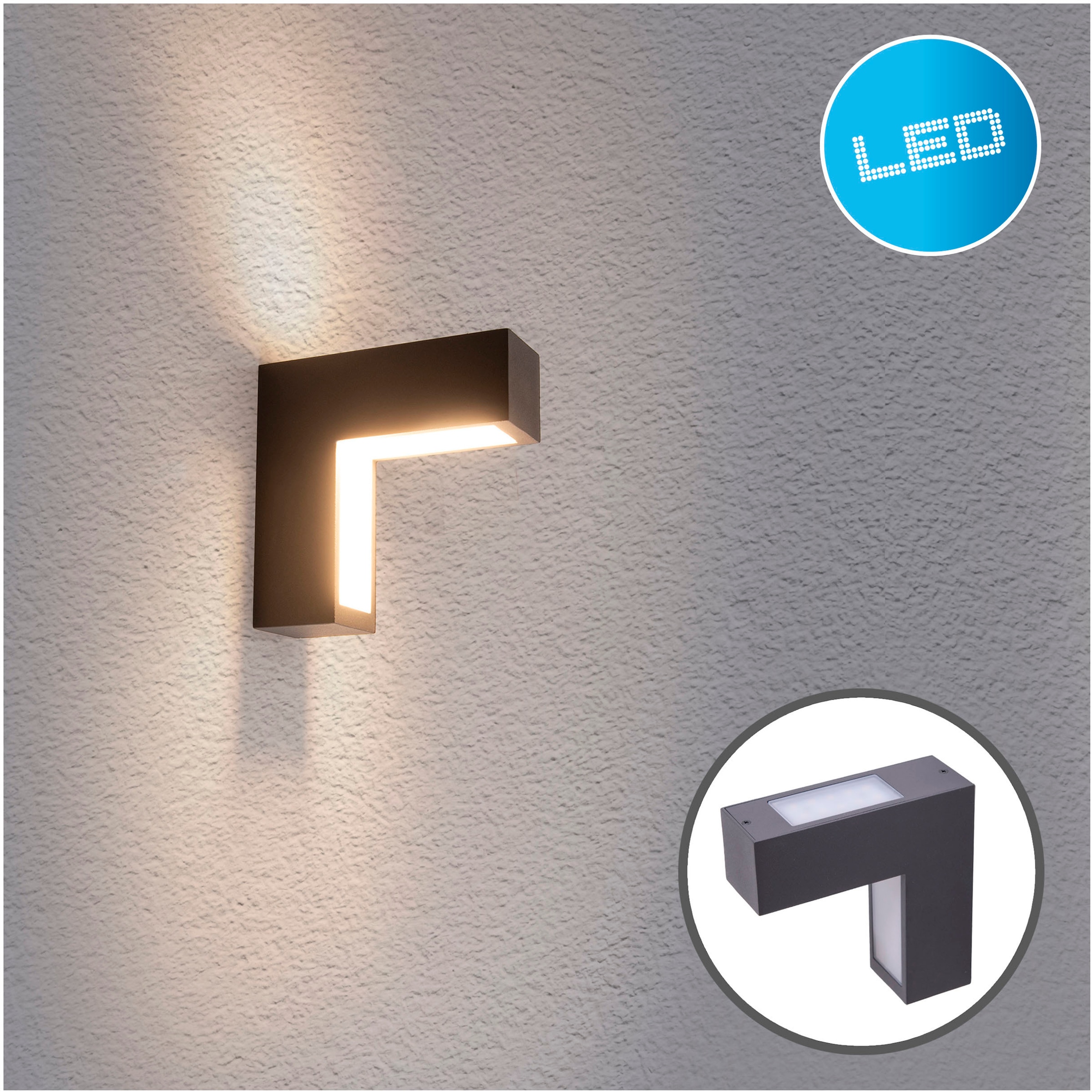LED Außen-Wandleuchte »Angus«, 1 flammig, anthrazit/opal Up/Downlight incl. LED IP 54...