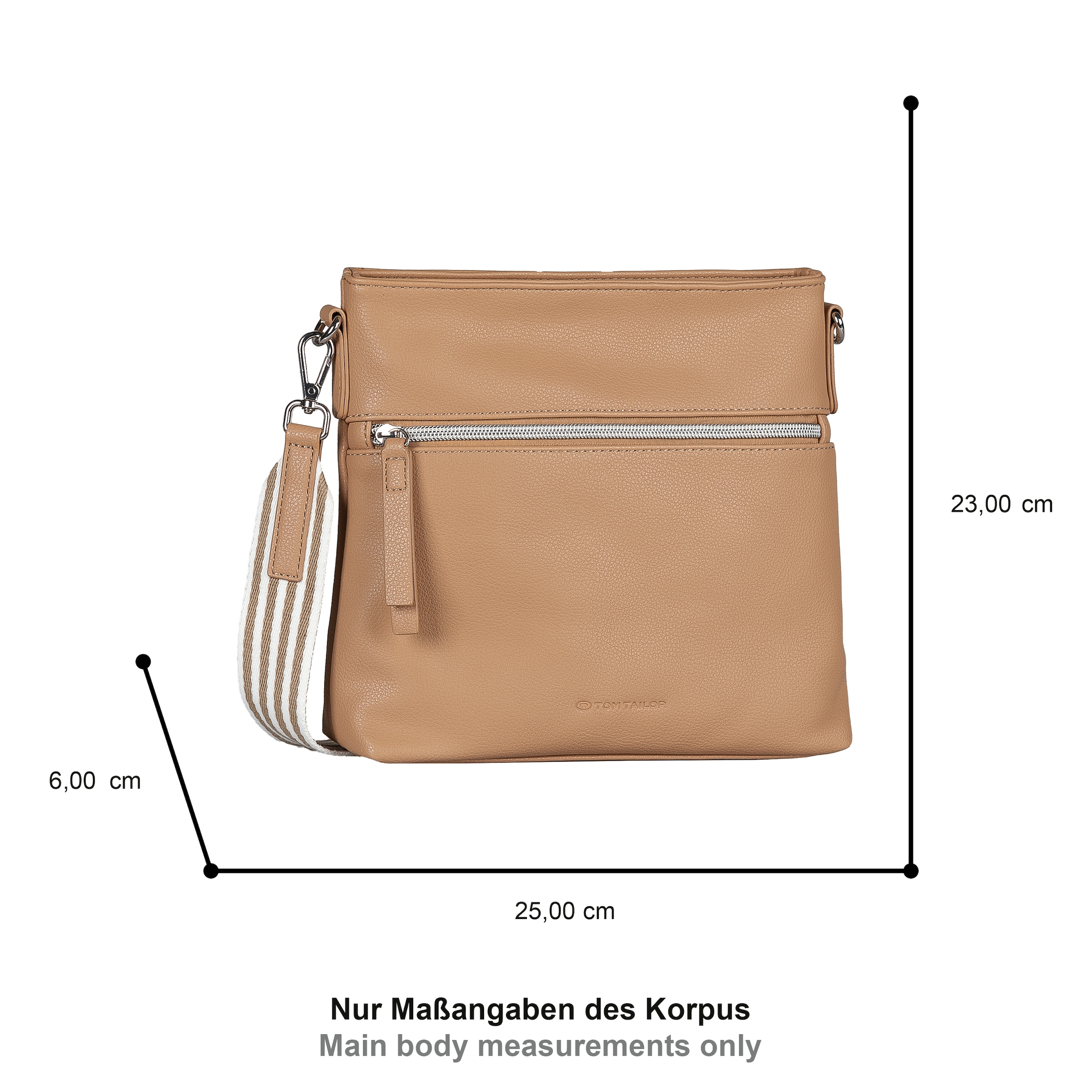 TOM TAILOR Umhängetasche »Orla Stripe« aus softem Kunstleder in modernem Look mit sommerlichem Stoffgurt