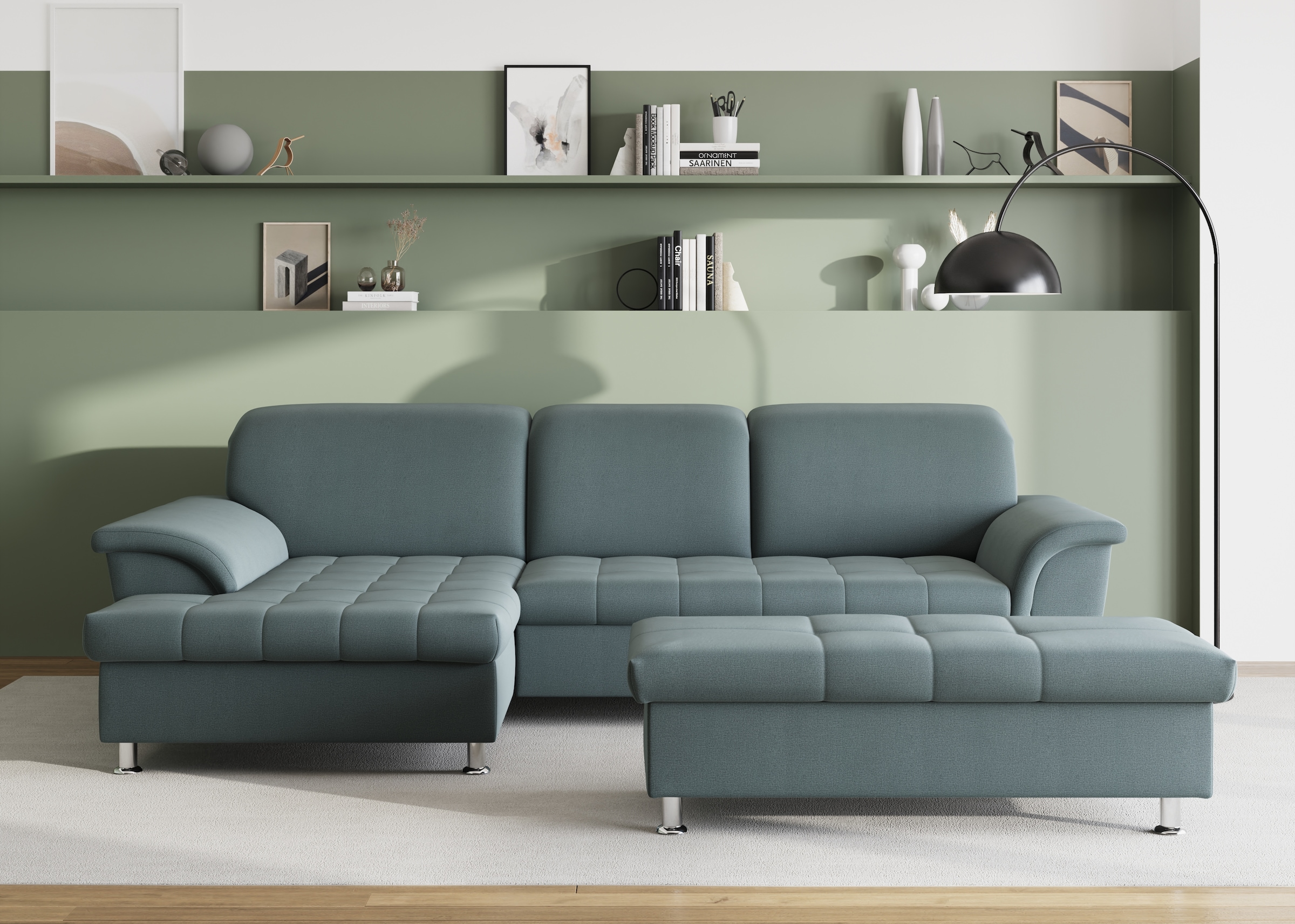 DOMO collection Ecksofa Franzi, wahlweise mit Bettfunktion, Bettkasten und Kopfteilverstellung